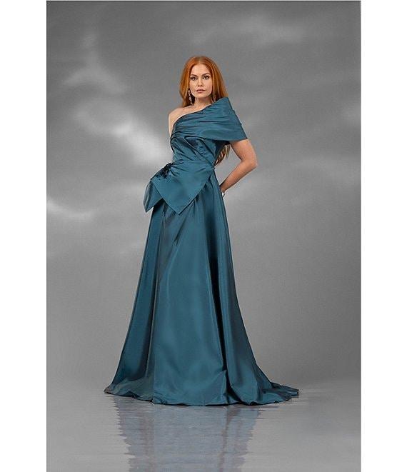 Terani Couture One Shoulder Taffeta Draped Gown Product Image