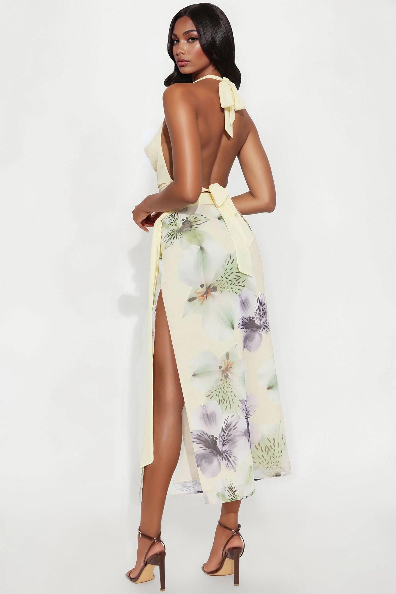 Celestial Bloom Skirt Set - Yellow/combo Product Image