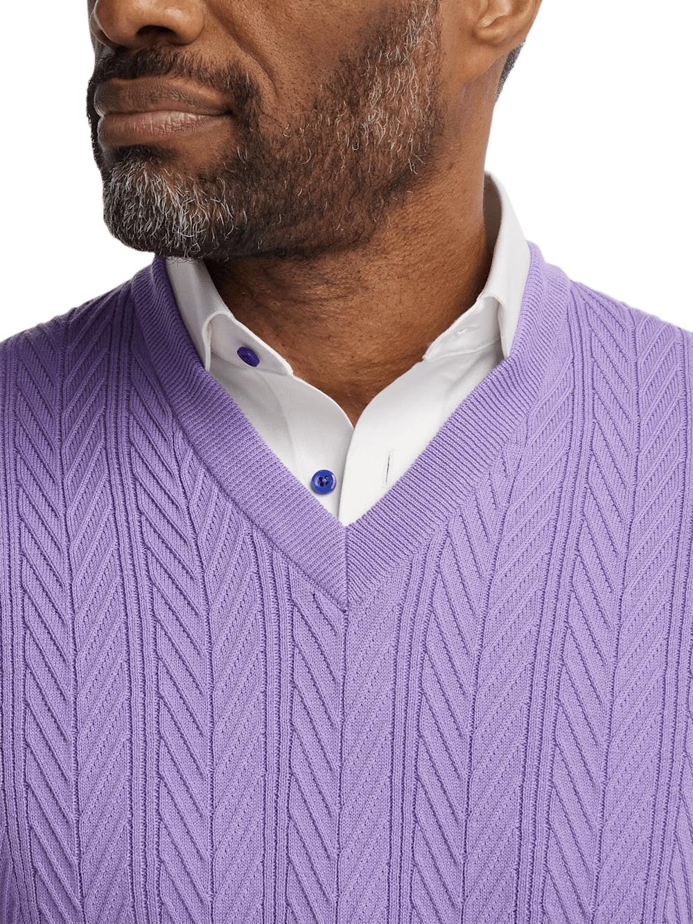 Cotton V-neck Vest - Purple Product Image