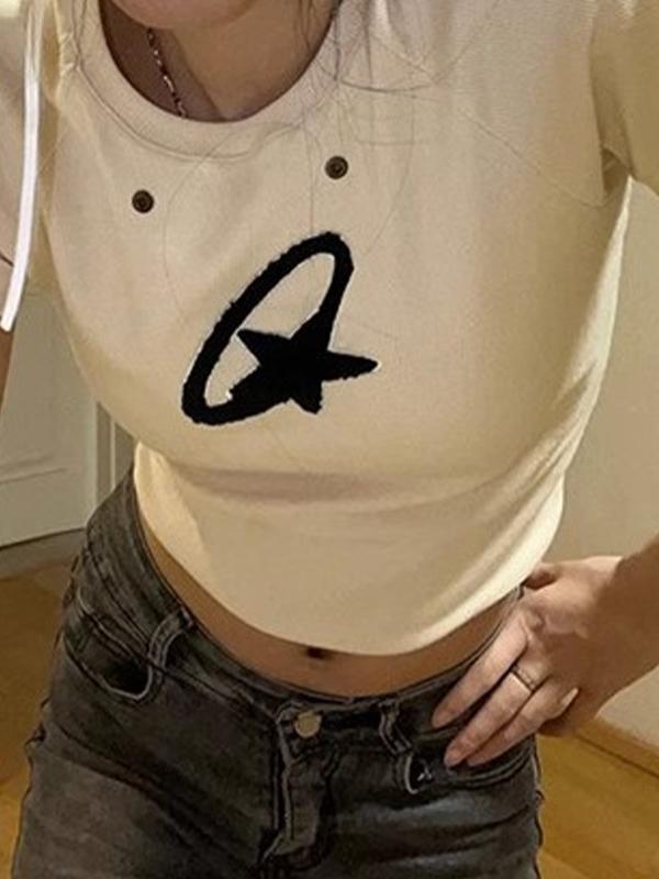 Retro Star Print Short Sleeve Tee Product Image