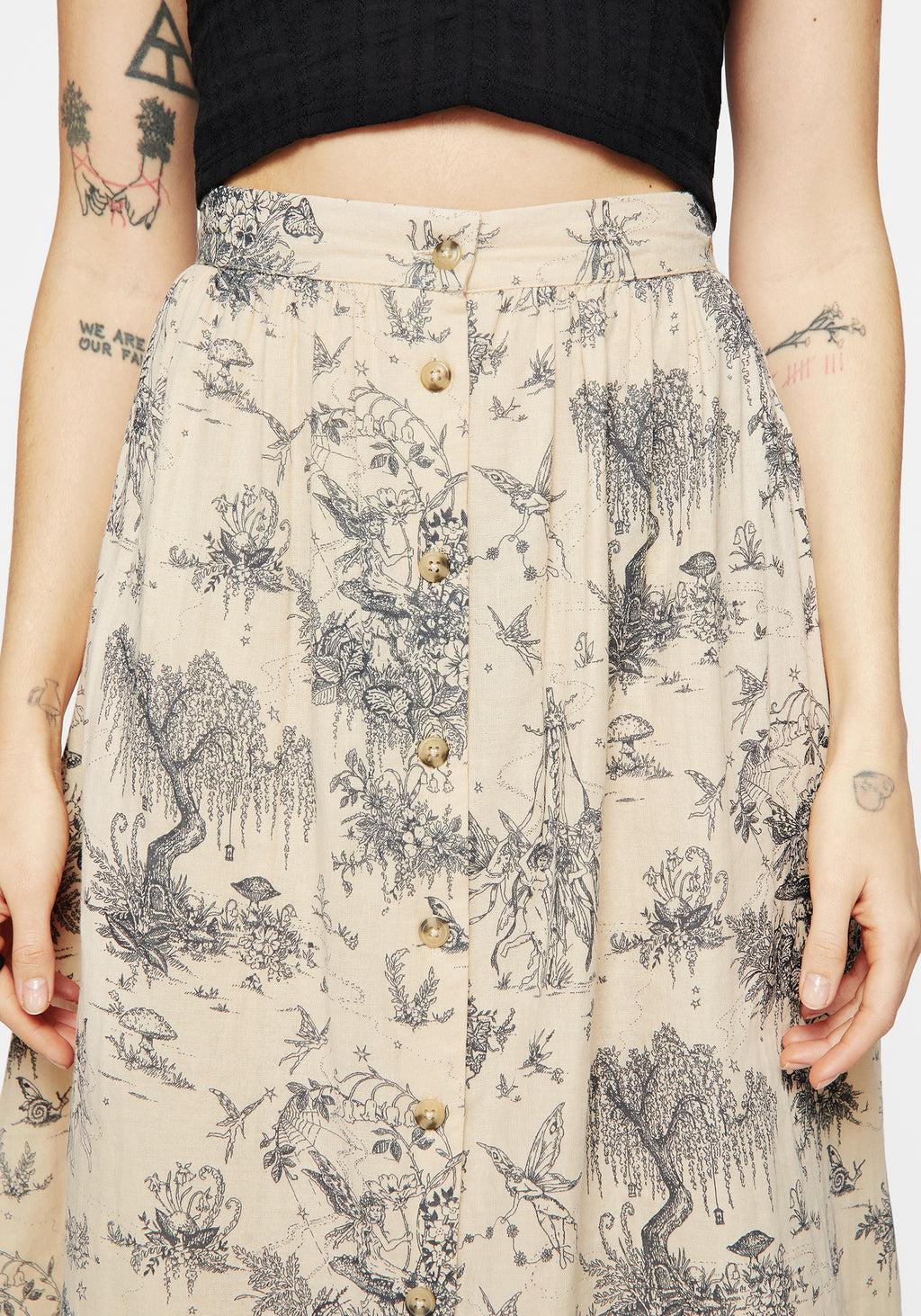 Maypole Cotton Print Button Up Midaxi Skirt Product Image