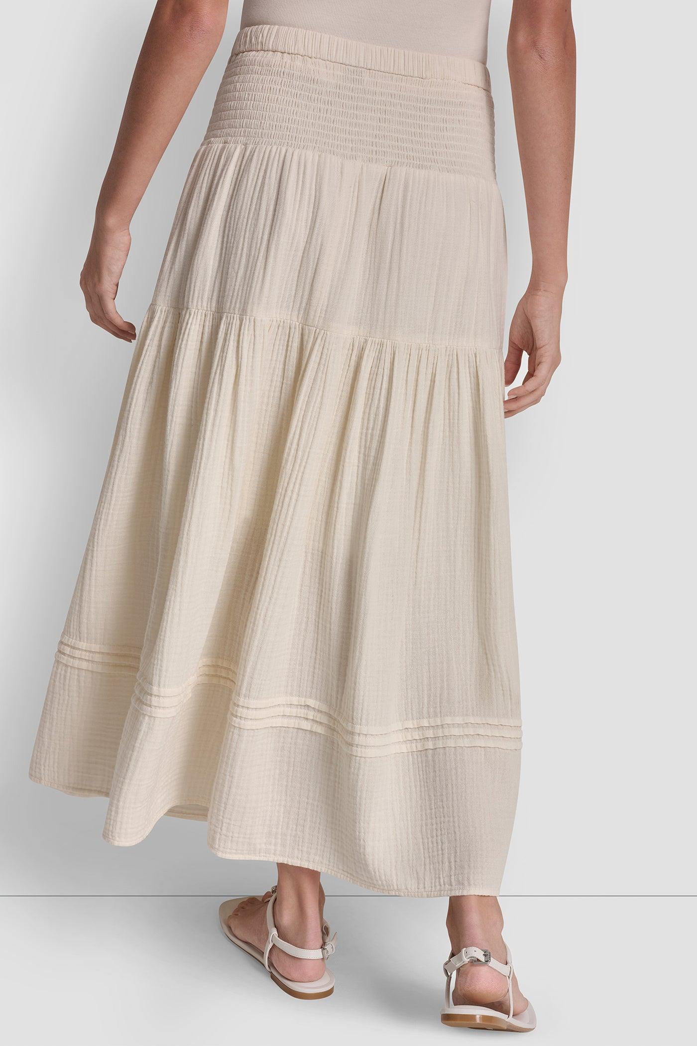 SMOCKED WAIST MAXI TIERED SKIRT Product Image