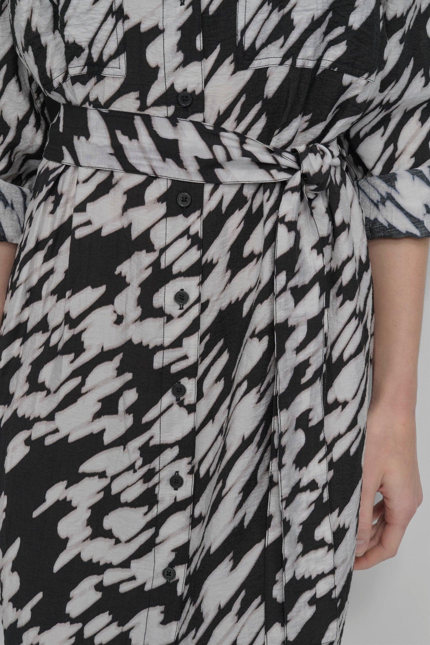 BELTED TIERED MIDI SHIRT DRESS Product Image