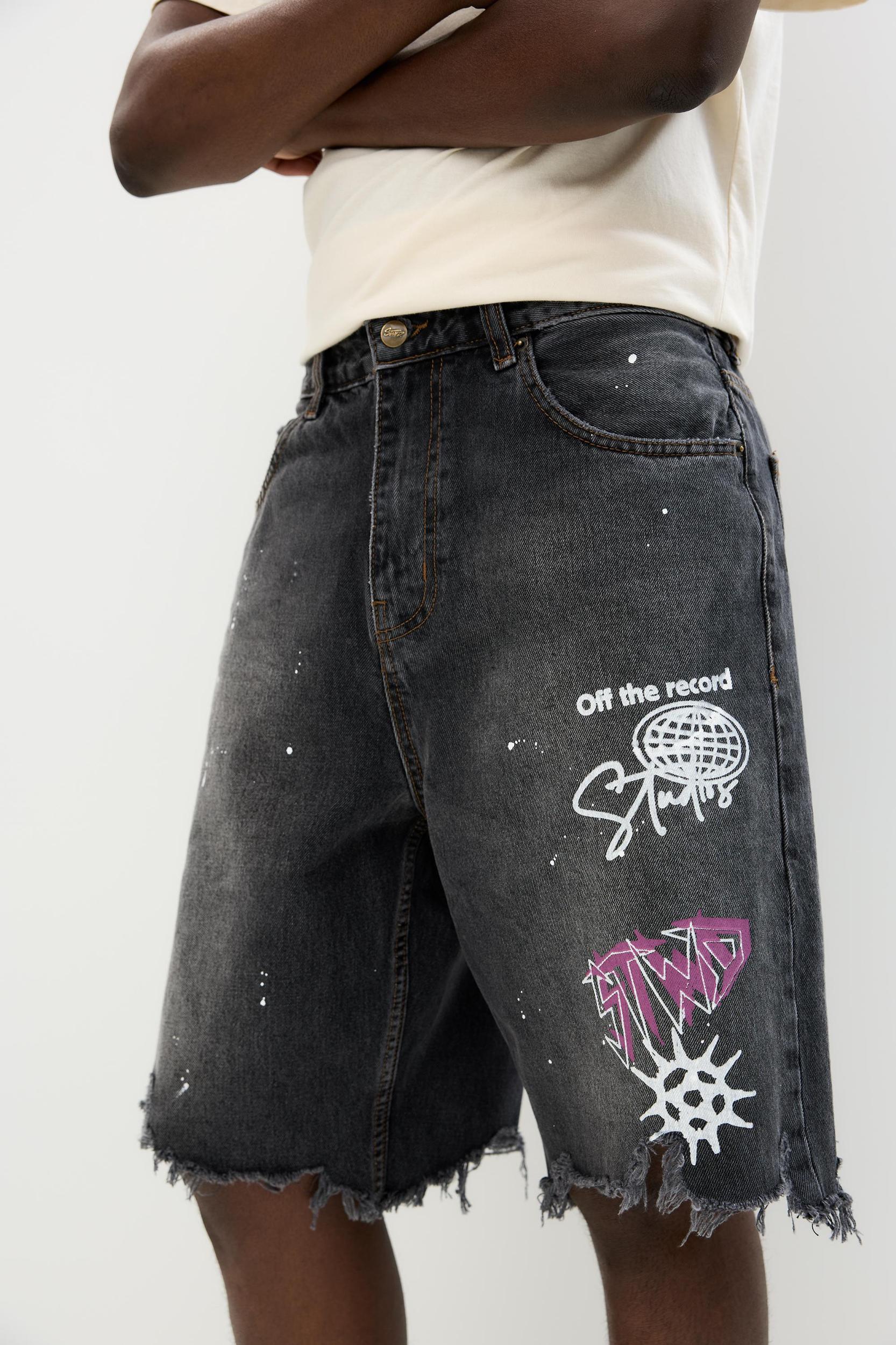 Ripped denim Bermuda shorts Product Image