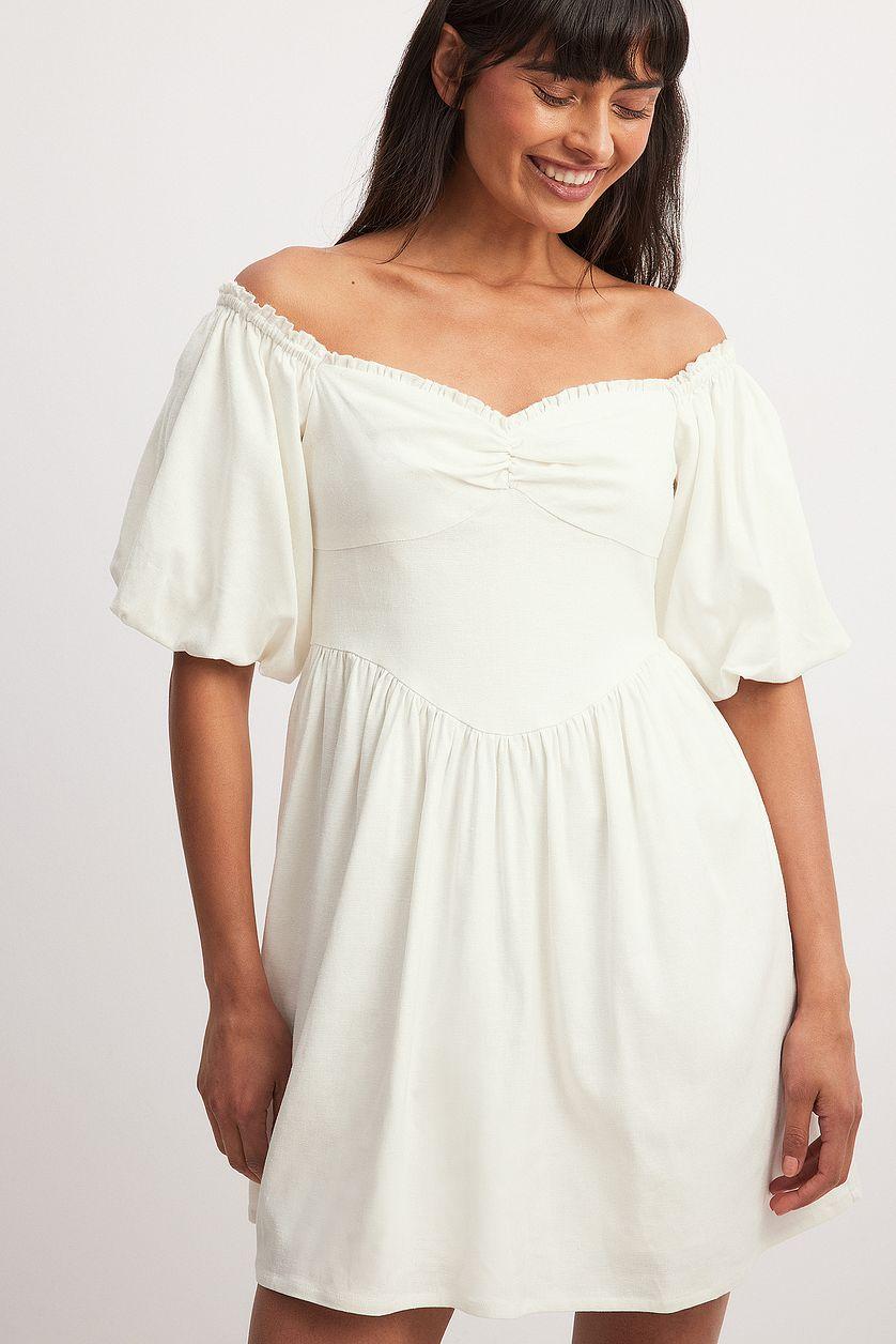 Puff Sleeve Off Shoulder Mini Dress Product Image