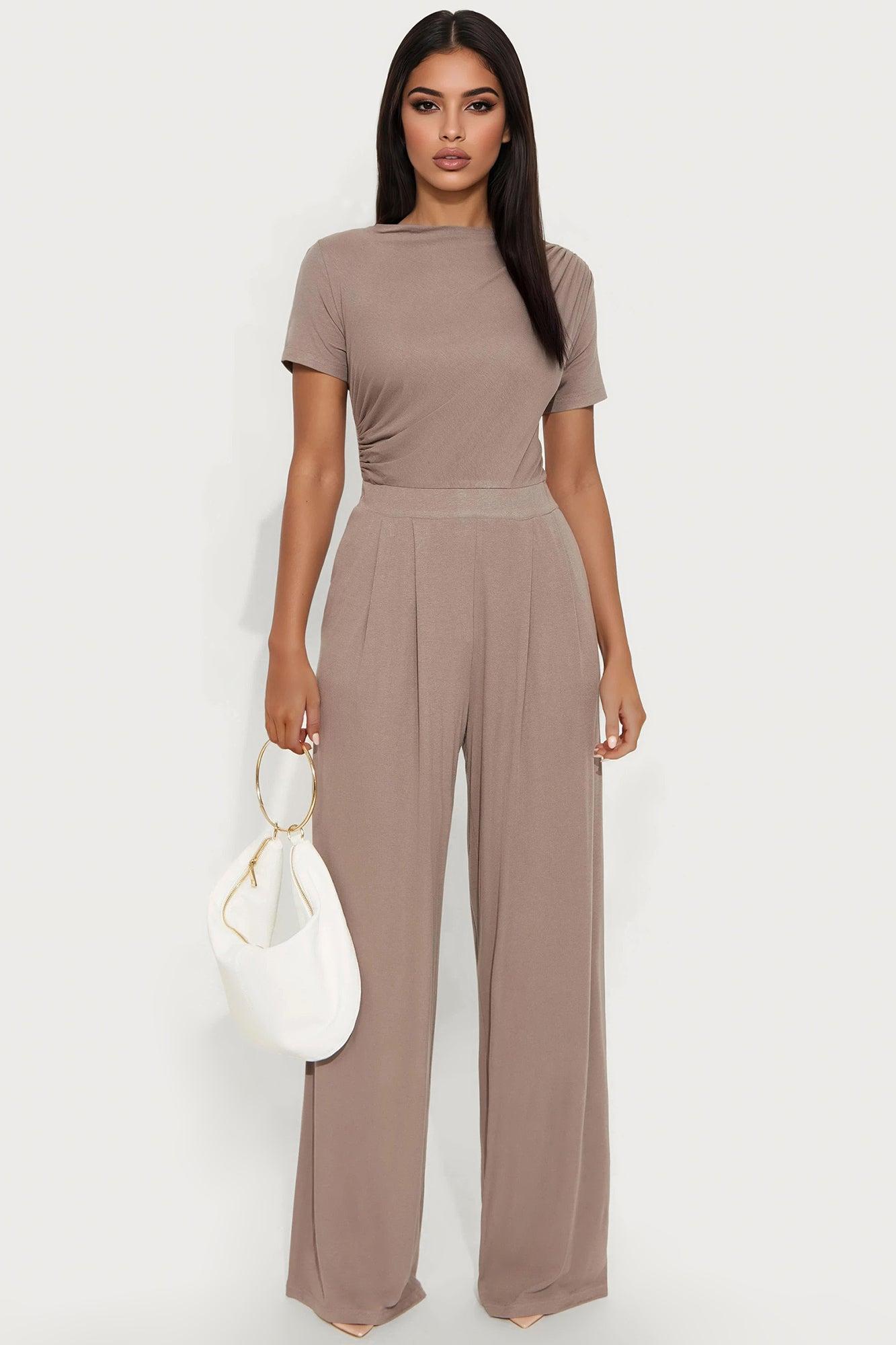 Francesca Rayon Blend Jumpsuit - Taupe Female Product Image