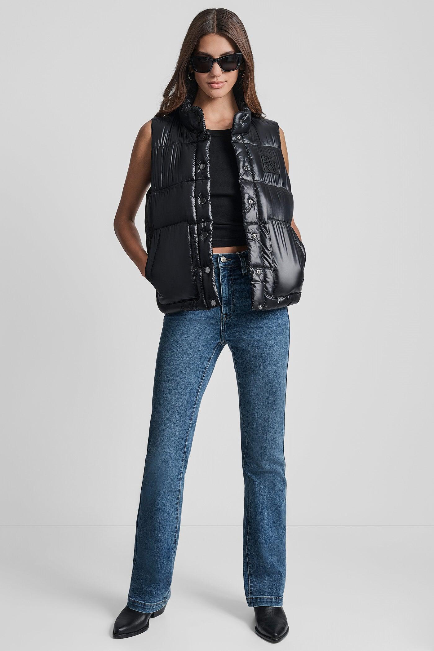 QUILTED MOCK NECK LOGO PUFFER VEST Product Image