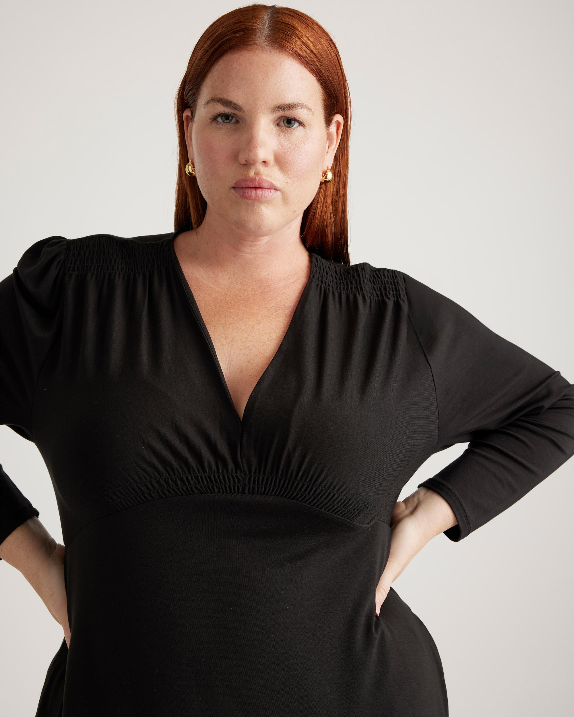 Quince | Women's Tencel Jersey V-Neck Long Sleeve Midi Dress Product Image