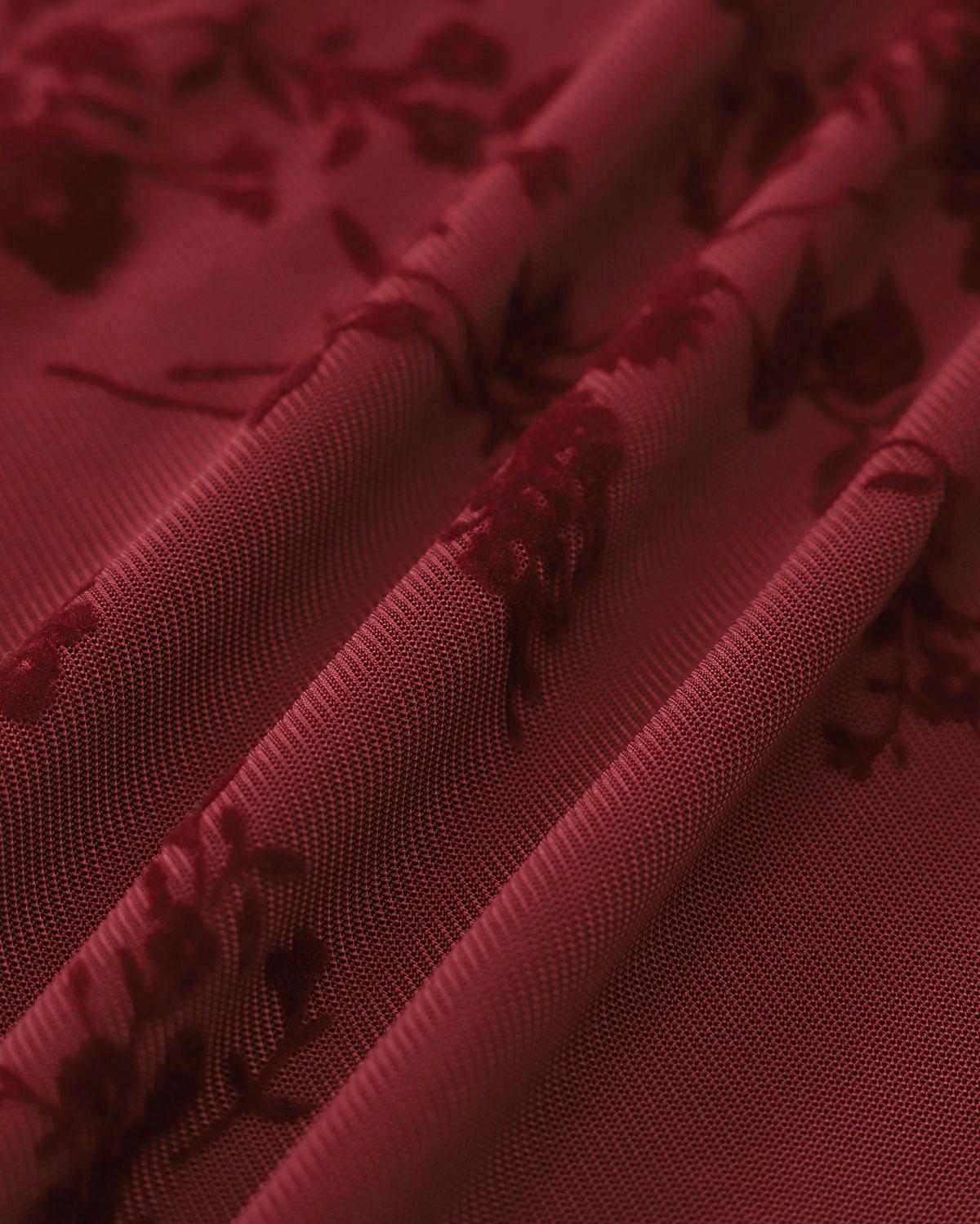 Red Floral Mesh Slip Mini Dress Product Image