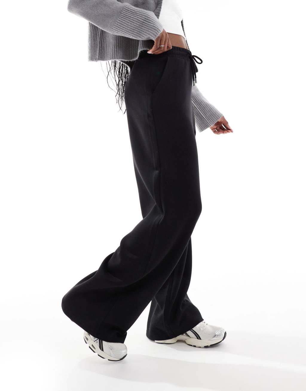 Stradivarius soft touch flare sweatpants in black Product Image