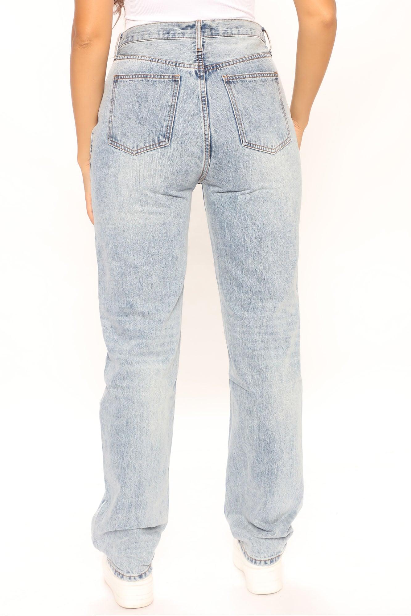 Tall Crossover Straight Leg Jeans - Light Blue Wash Product Image