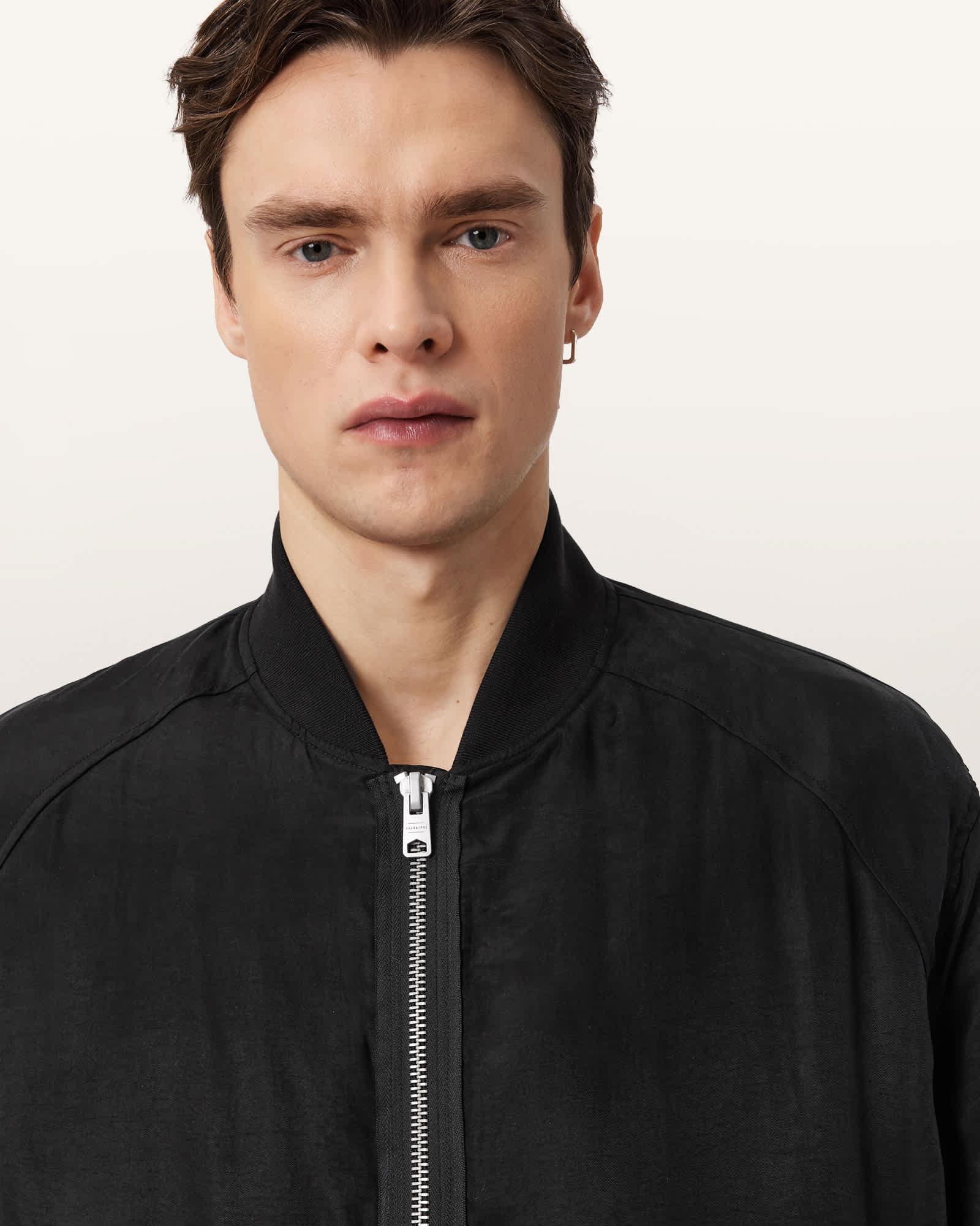 Nyx Oversized Bomber Jacket Black | ALLSAINTS US Product Image