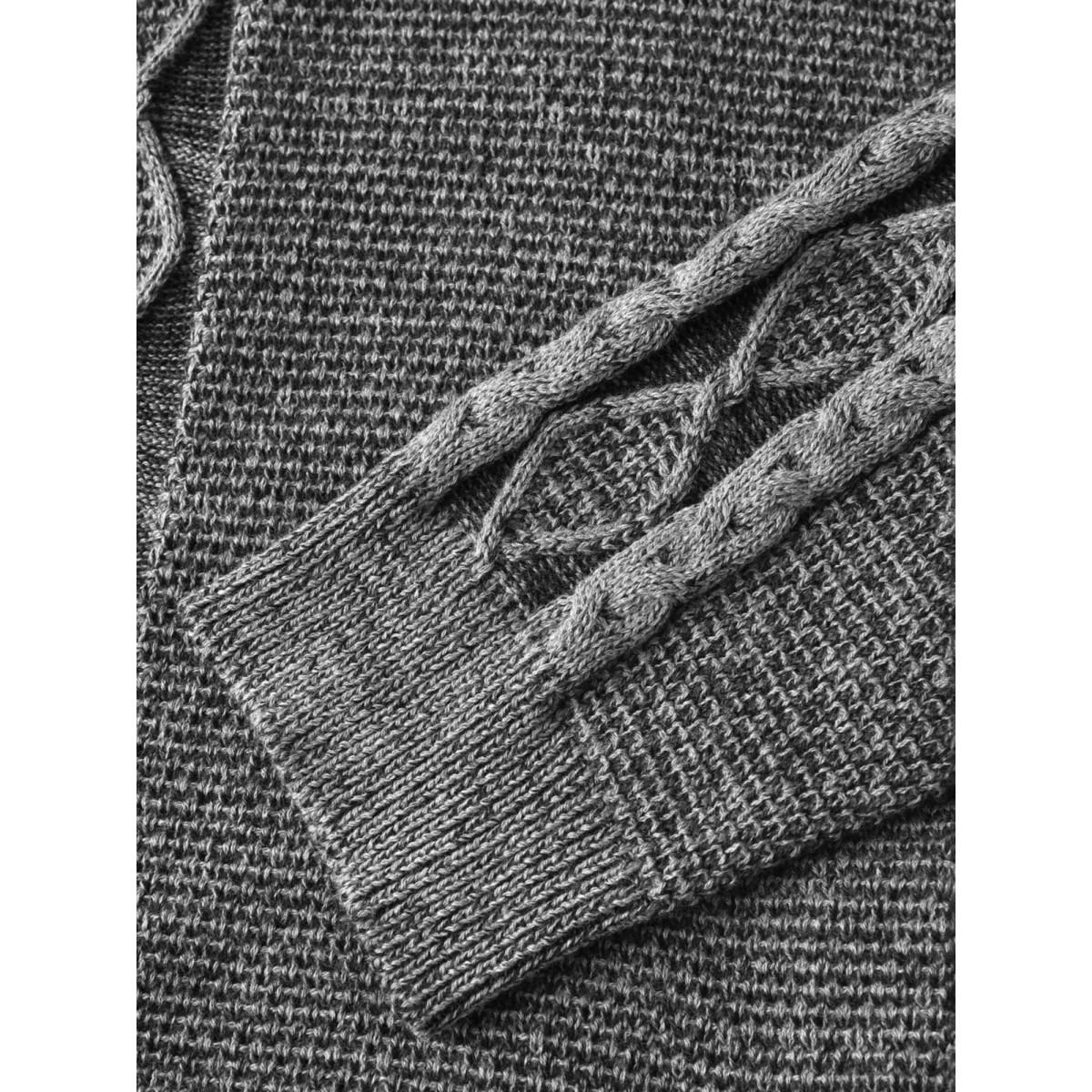 Plus Size Cable Knit Front-Open Knit Cardigan DimGray Women Leisure Loose Long Sleeve Casual Cardigans BloomChic 12/L Product Image