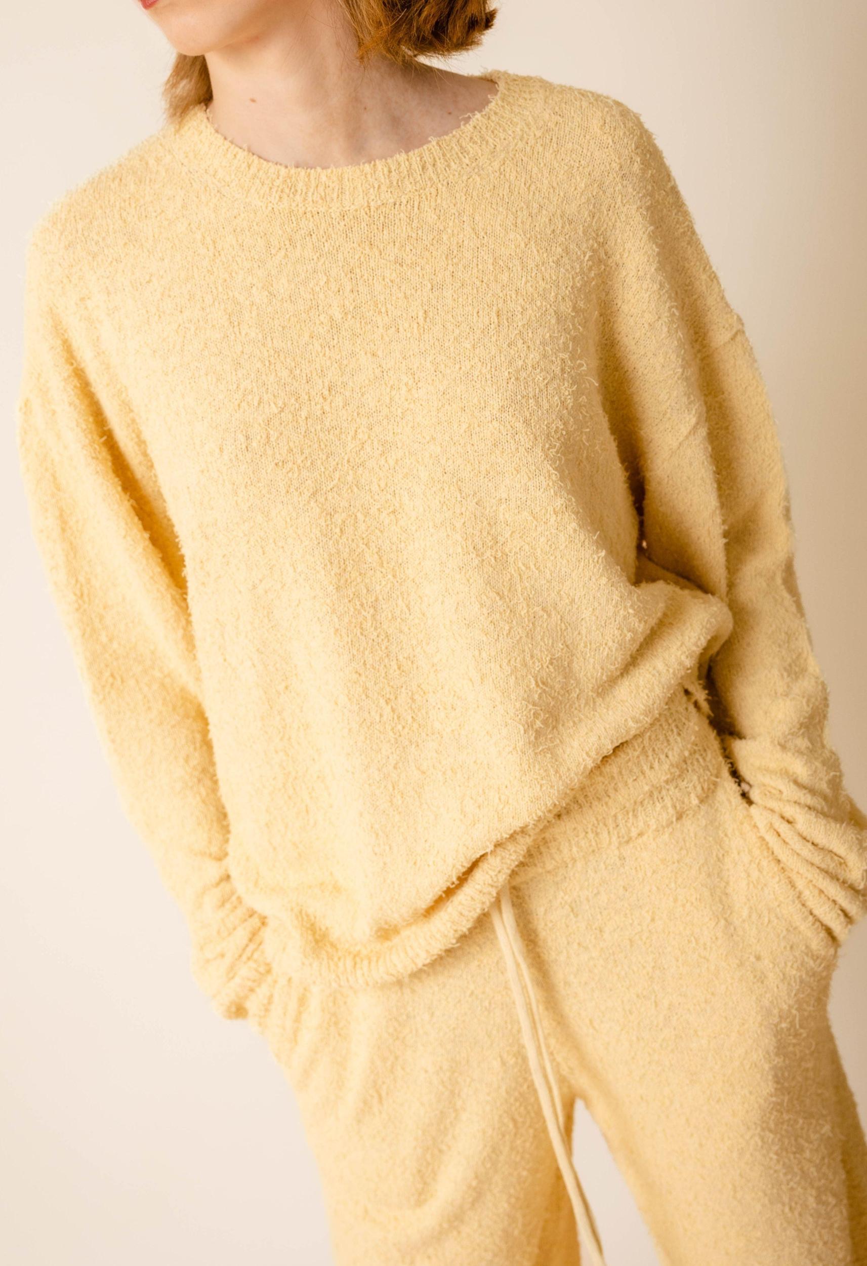 Fuzzy Drawstring Pant In Yellow Product Image