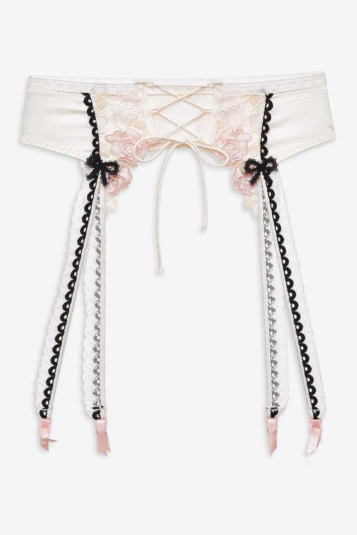 Evie Floral Garter Belt — Cream Product Image