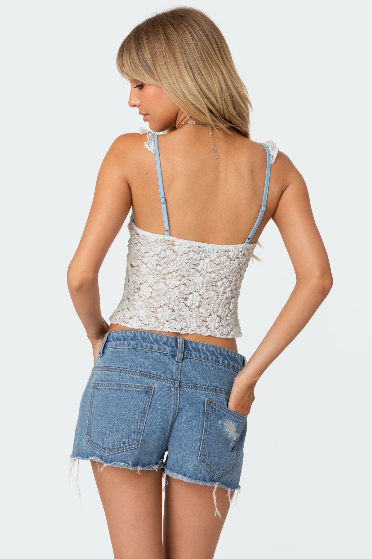 Contrast Sheer Lace Top Product Image