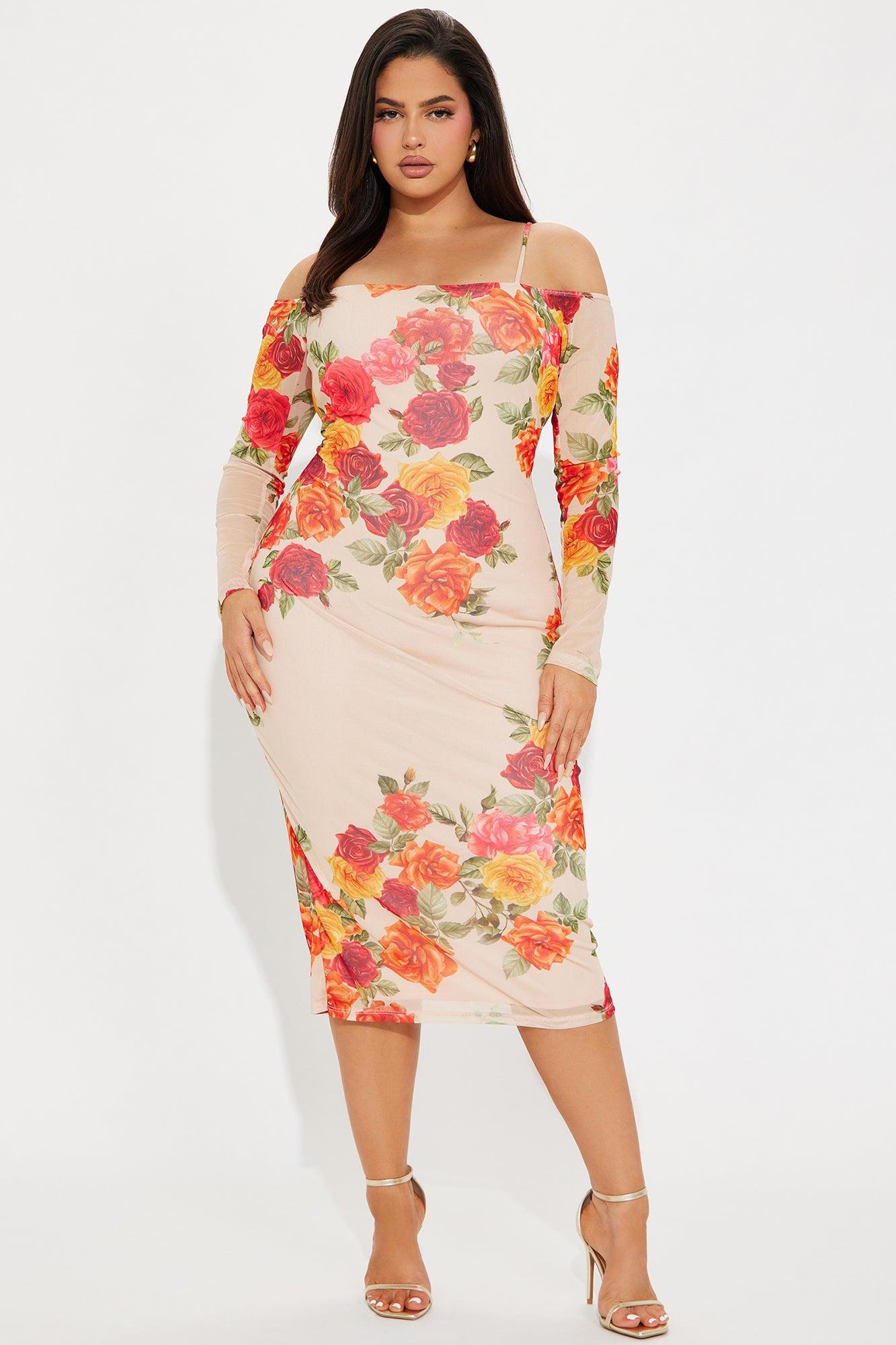 Danielle Mesh Midi Dress - Nude/combo Product Image