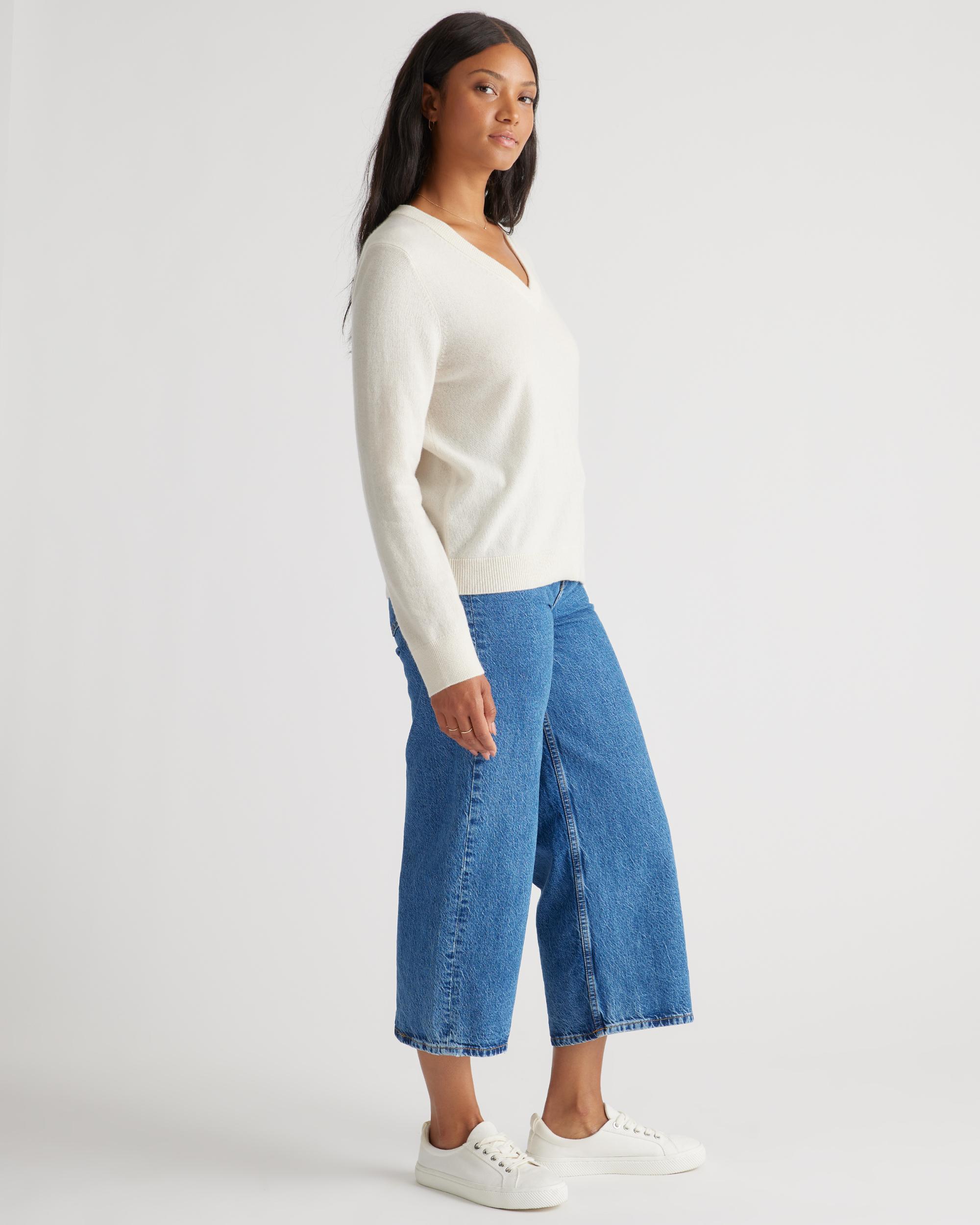 Quince | Women's Mongolian Cashmere Relaxed V-Neck Sweater Product Image