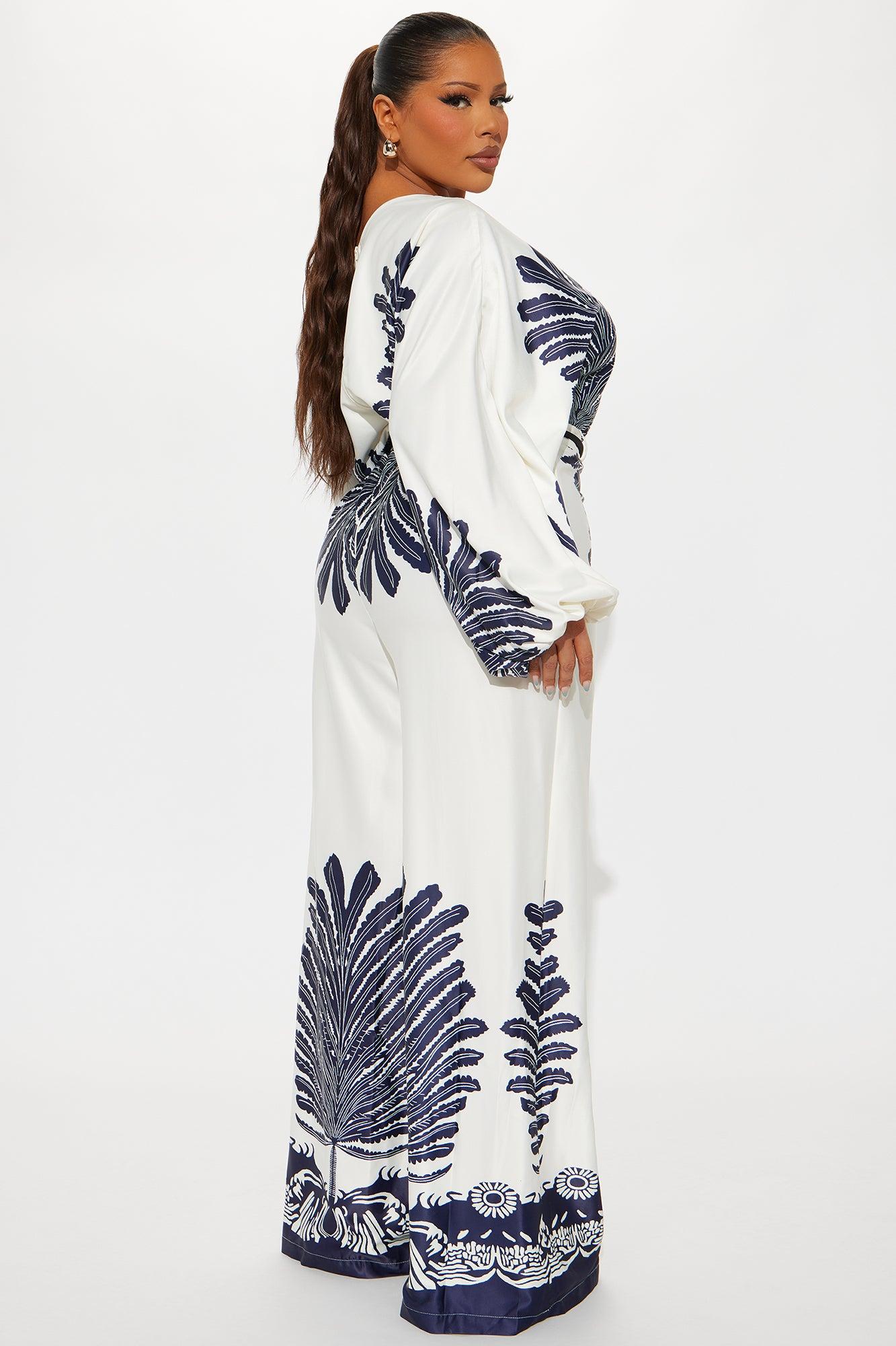 Santorini Stopover Satin Jumpsuit - Navy/combo Product Image