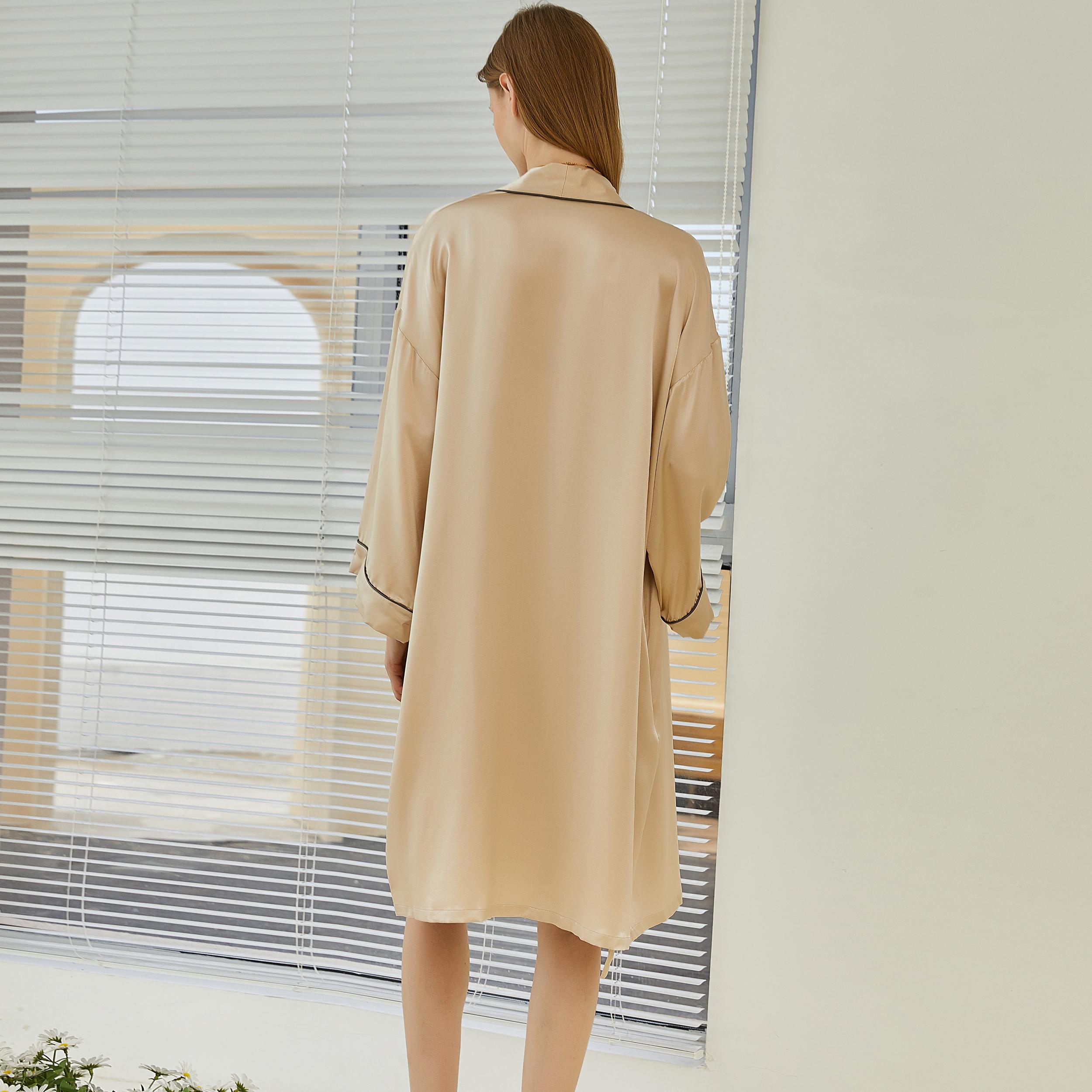 Gift Set | Pure Silk Beige Kimono Robe & Slip Dress | 22 Momme | Float Collection Product Image