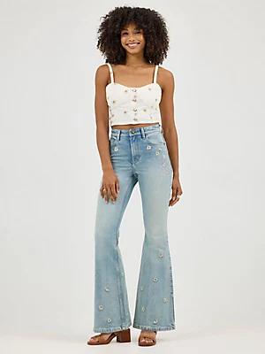 Women's High Rise Daisy Print Flare Jean | Women's Jeans | Lee® Product Image