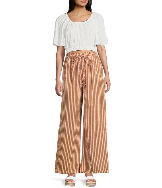Angie Striped Wide Leg Full Length Pants Product Image