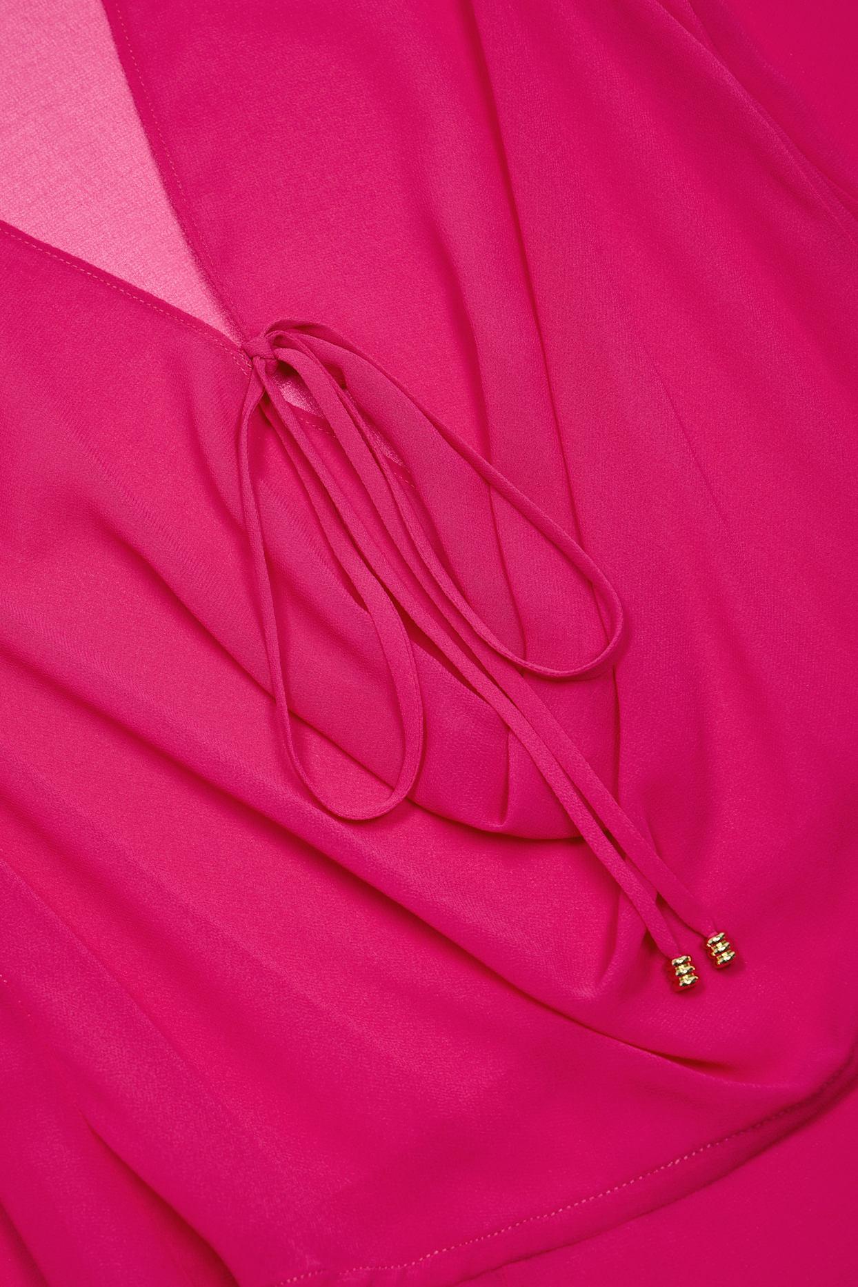 Cowl-Neck Mini Dress in Fuchsia Pink Product Image