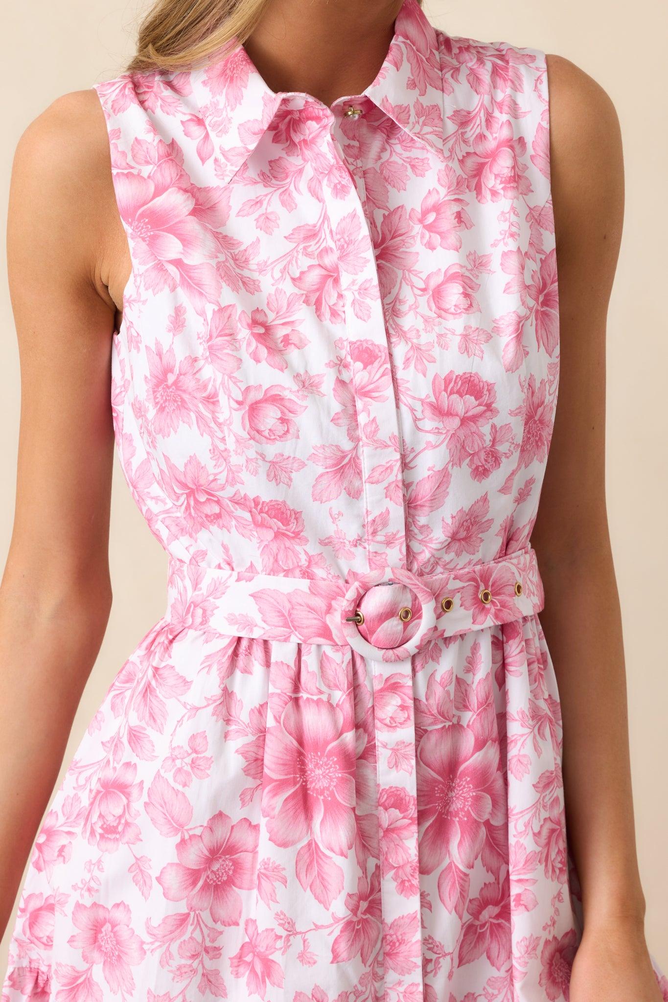 Cara La France Dianthus Pink Floral Cotton Maxi Dress Product Image