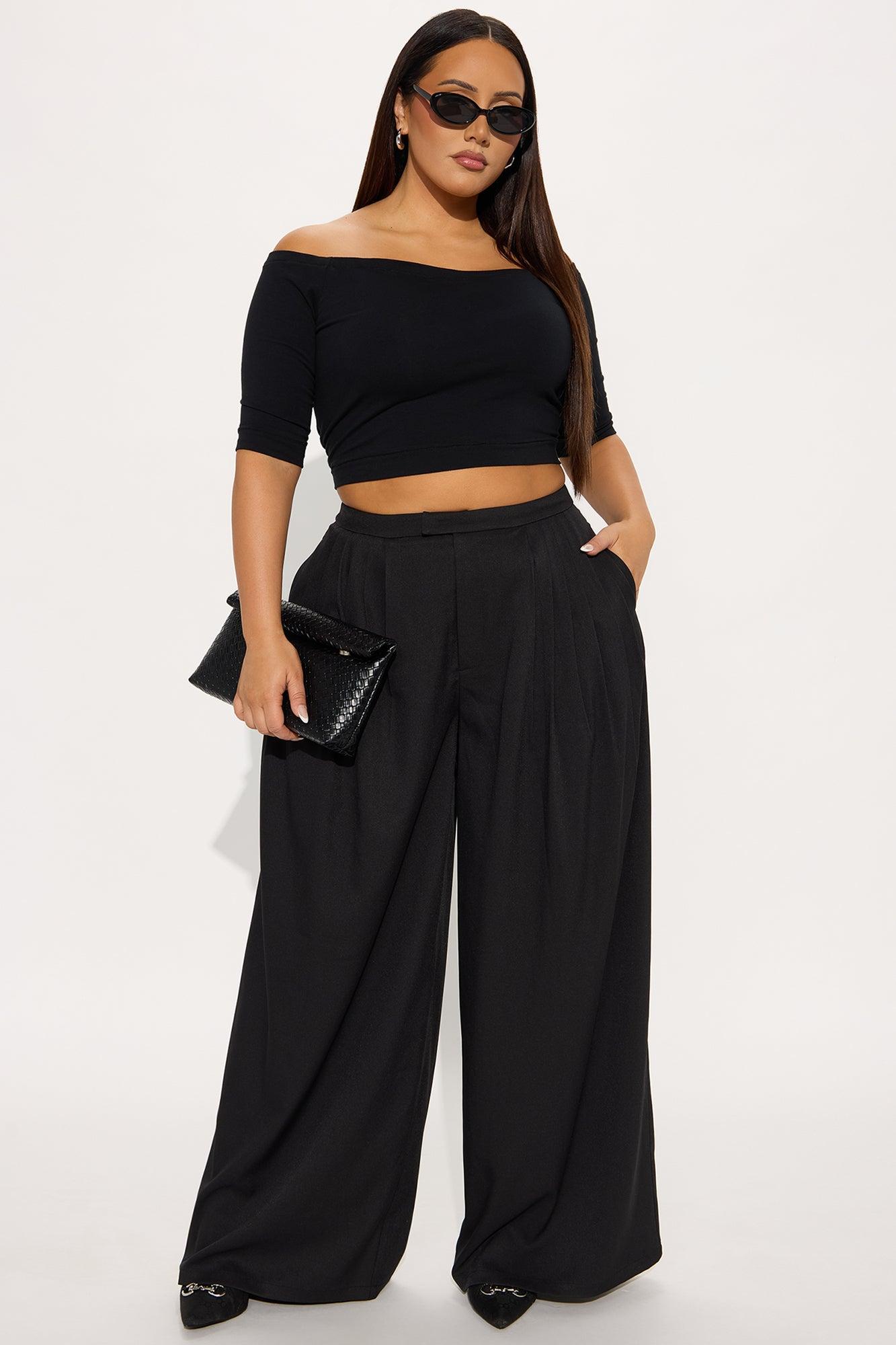 Mia Wide Leg Trouser Pant - Black Female Product Image