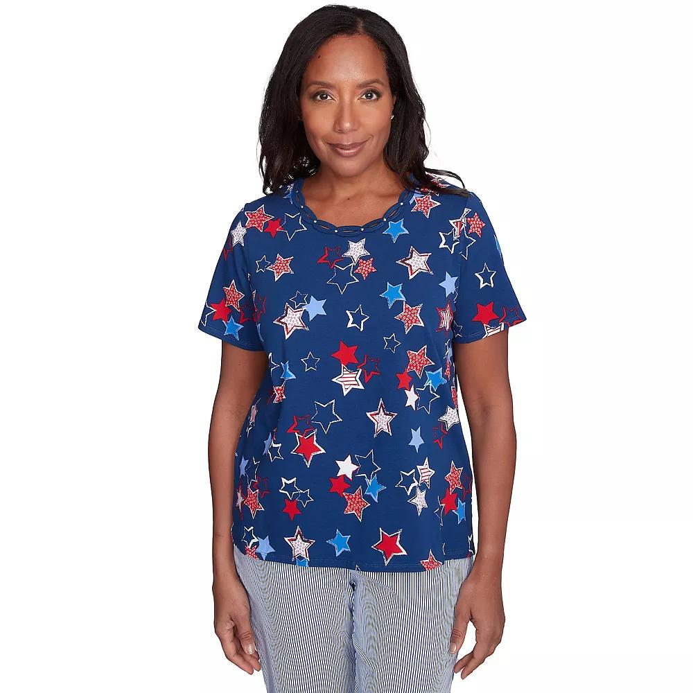 Petite Alfred Dunner Star Studded Tee, Women's,  Product Image