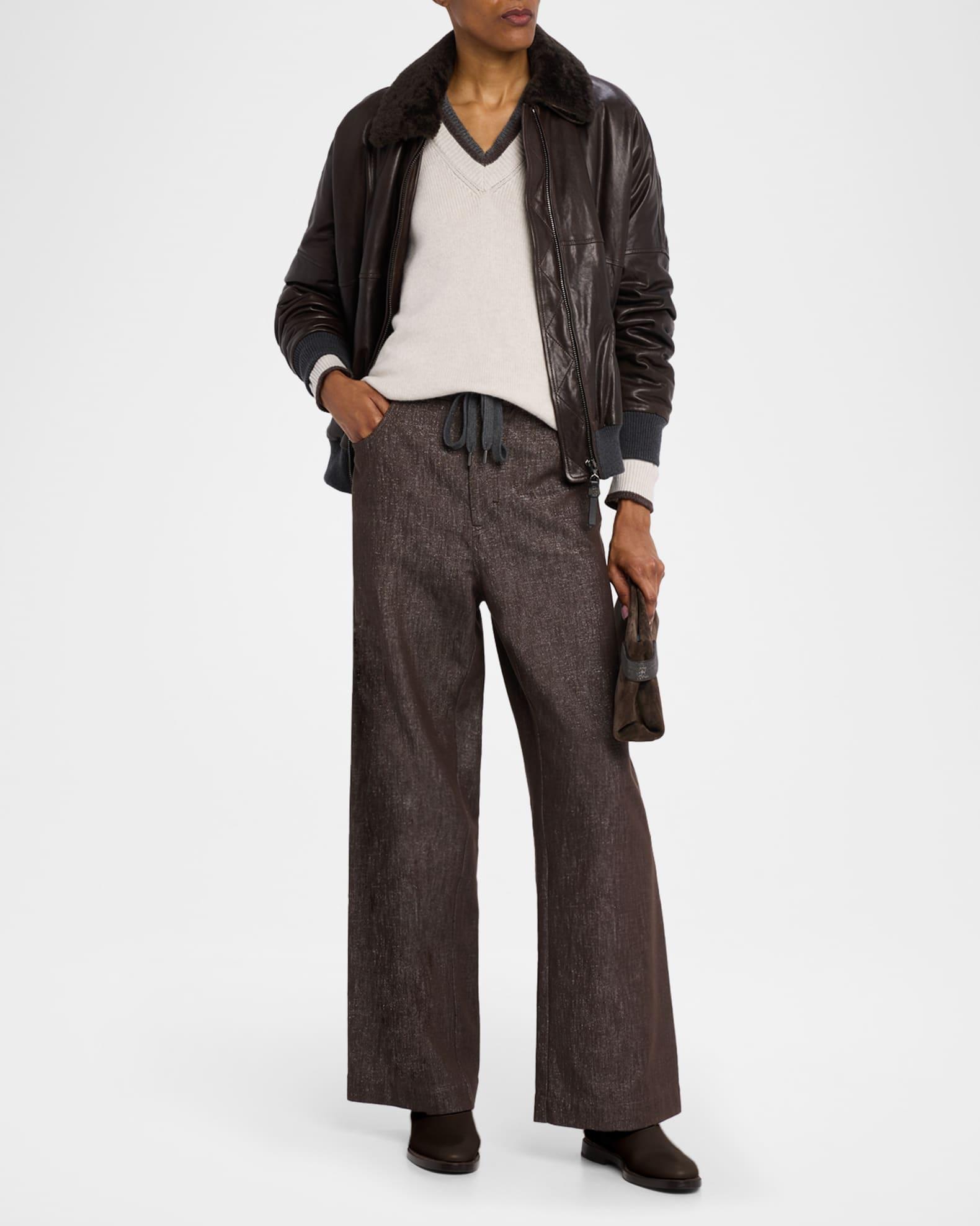 Cashmere Contrast Stripe V-Neck Sweater Product Image