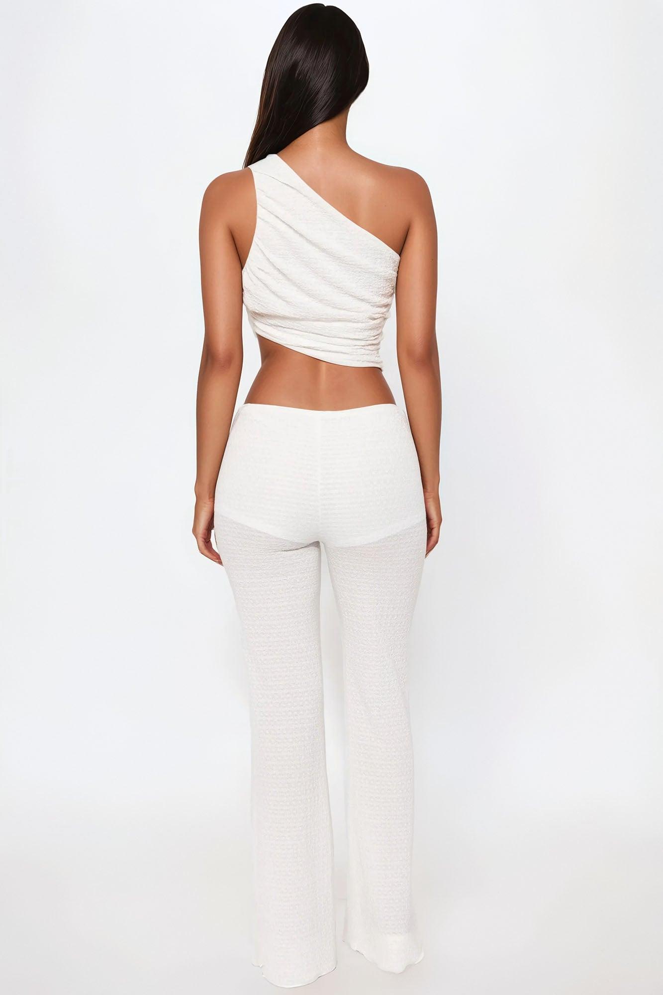 Tessa Textured Flare Pant Set - White Product Image