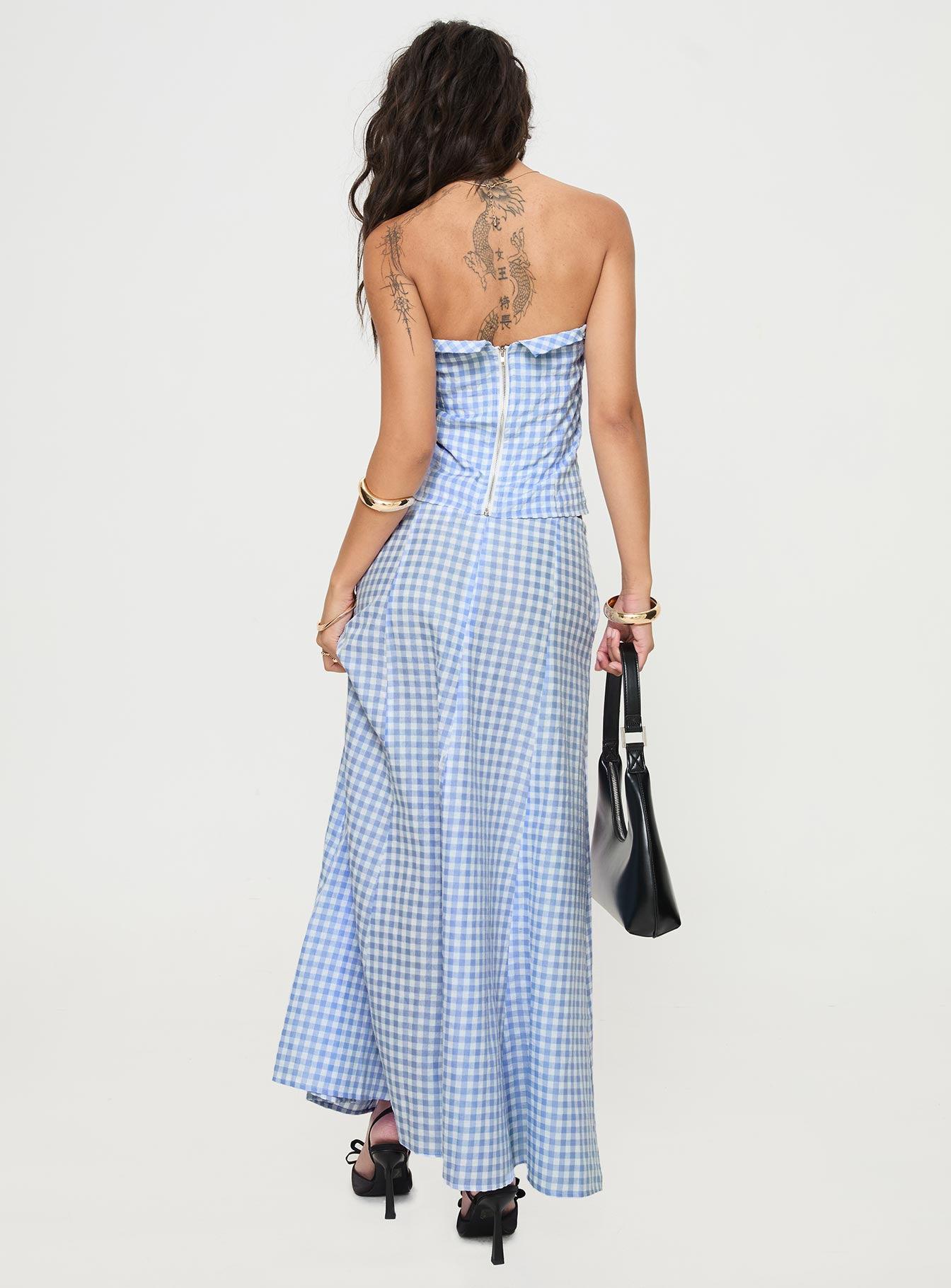 Carmino Maxi Skirt Blue Check Product Image