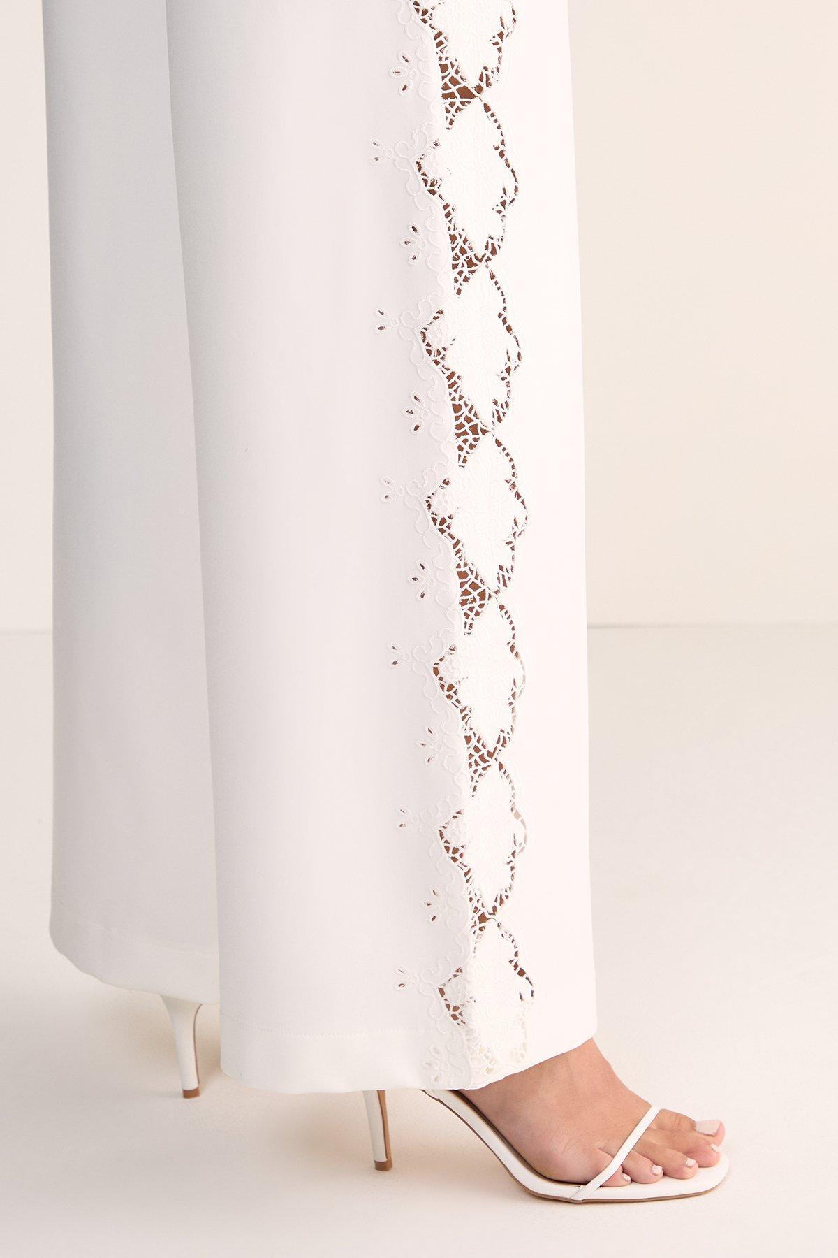 Cutwork Side Tailored Wide Leg Pants Product Image