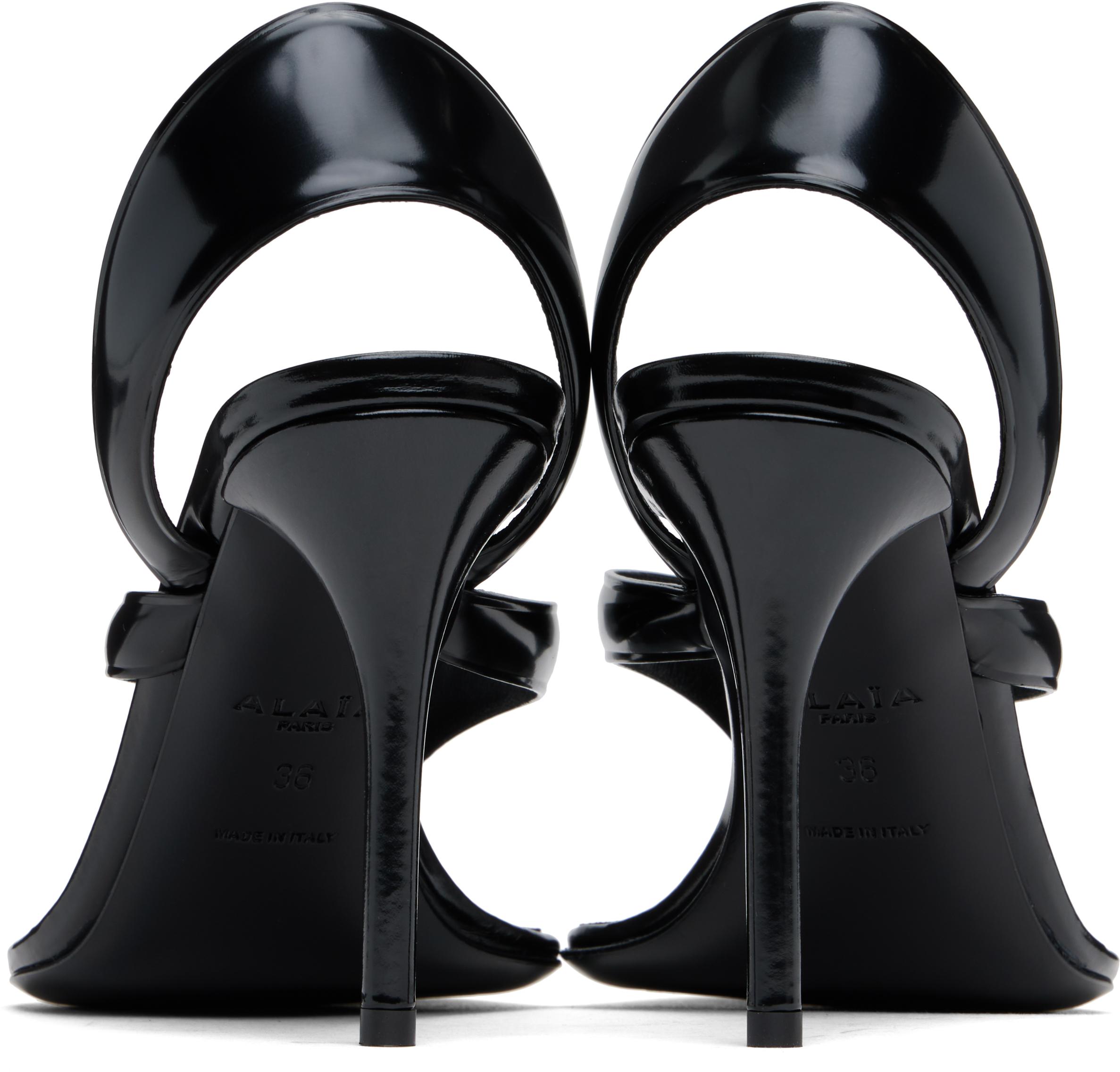 ALAÏA Leather Thong Slingback Sandals In Noir Product Image