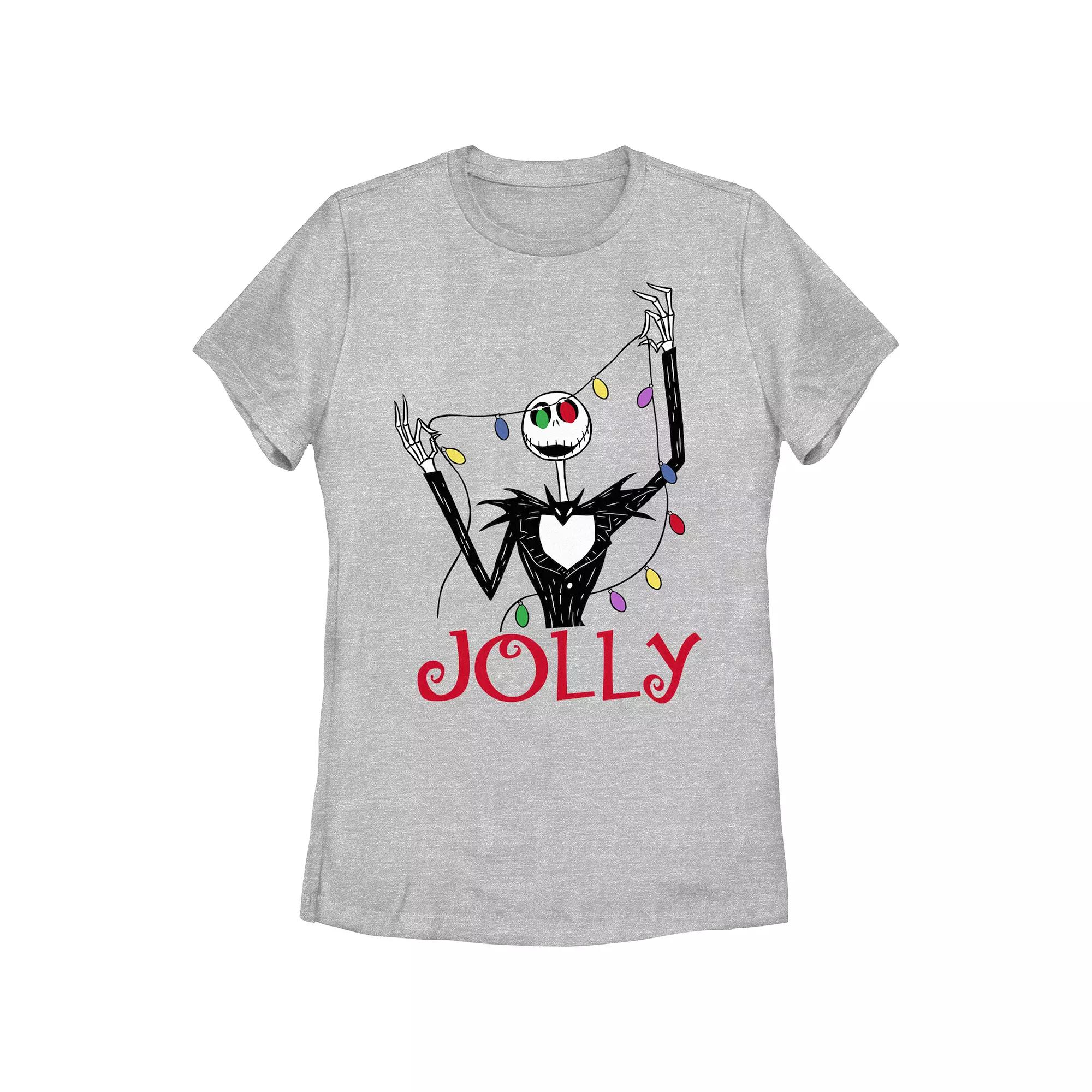 Disney's The Nightmare Before Christmas Jack Skellington Jolly Christmas Lights Juniors' Graphic Tee, Girl's,  Product Image