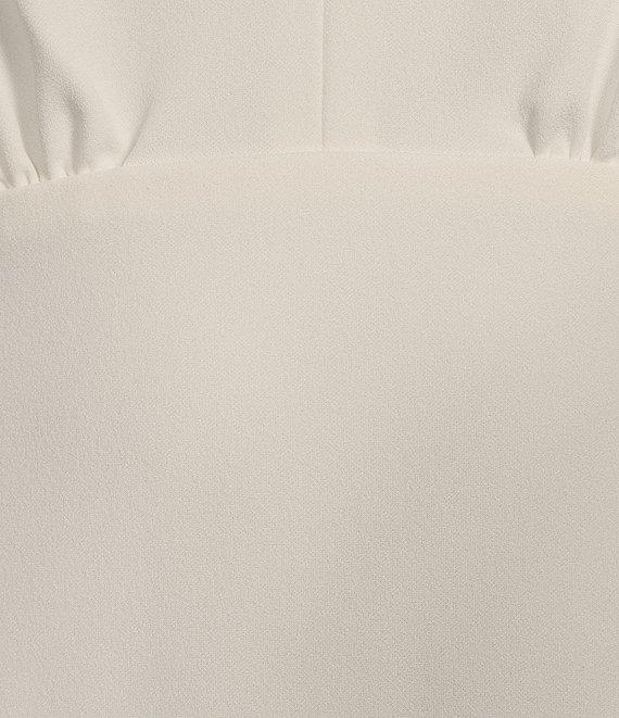 Calvin Klein Long Bishop Sleeve V-Neck Scuba Crepe Sheath Dress Product Image