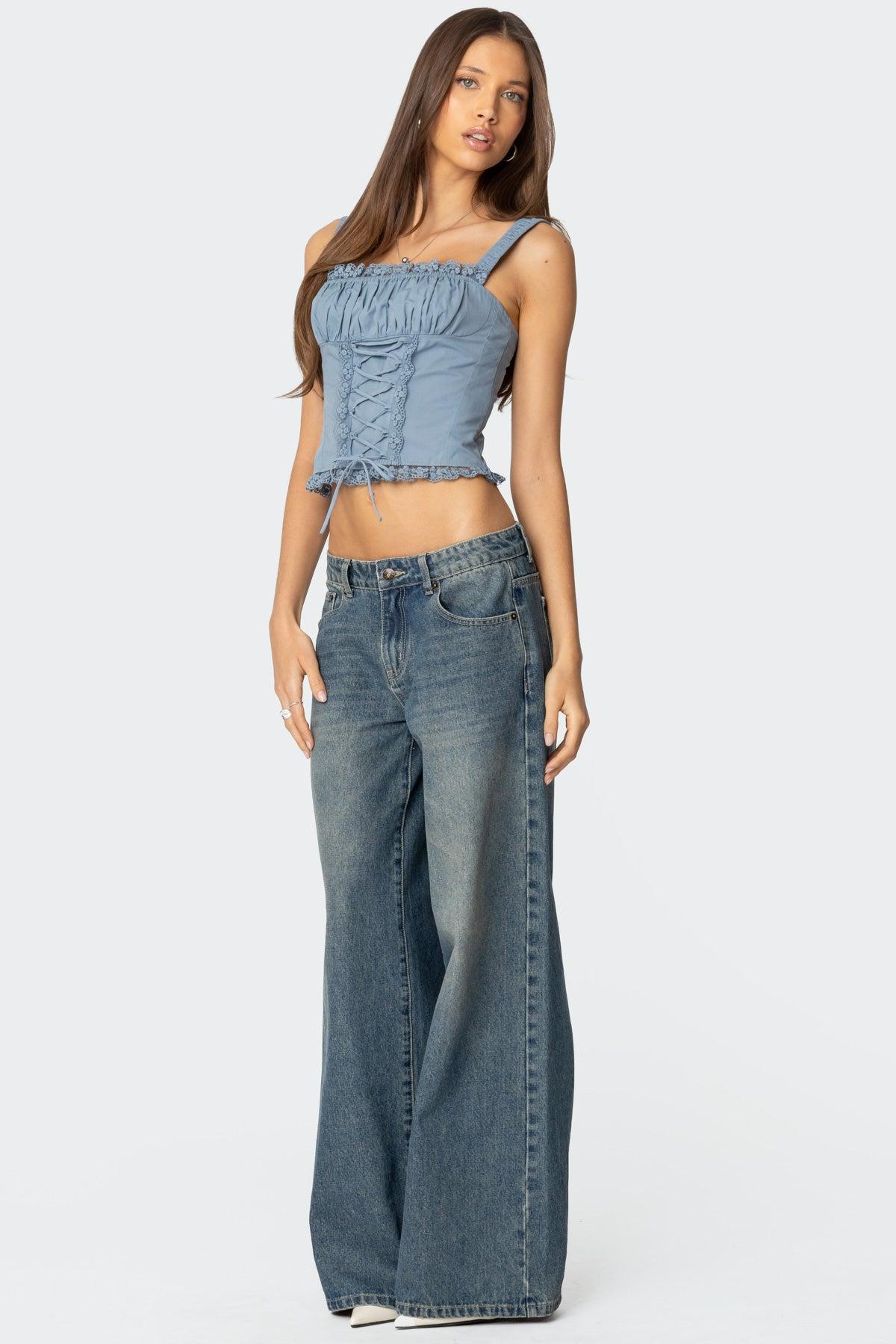 Juliet Ruched Lace Up Corset Product Image