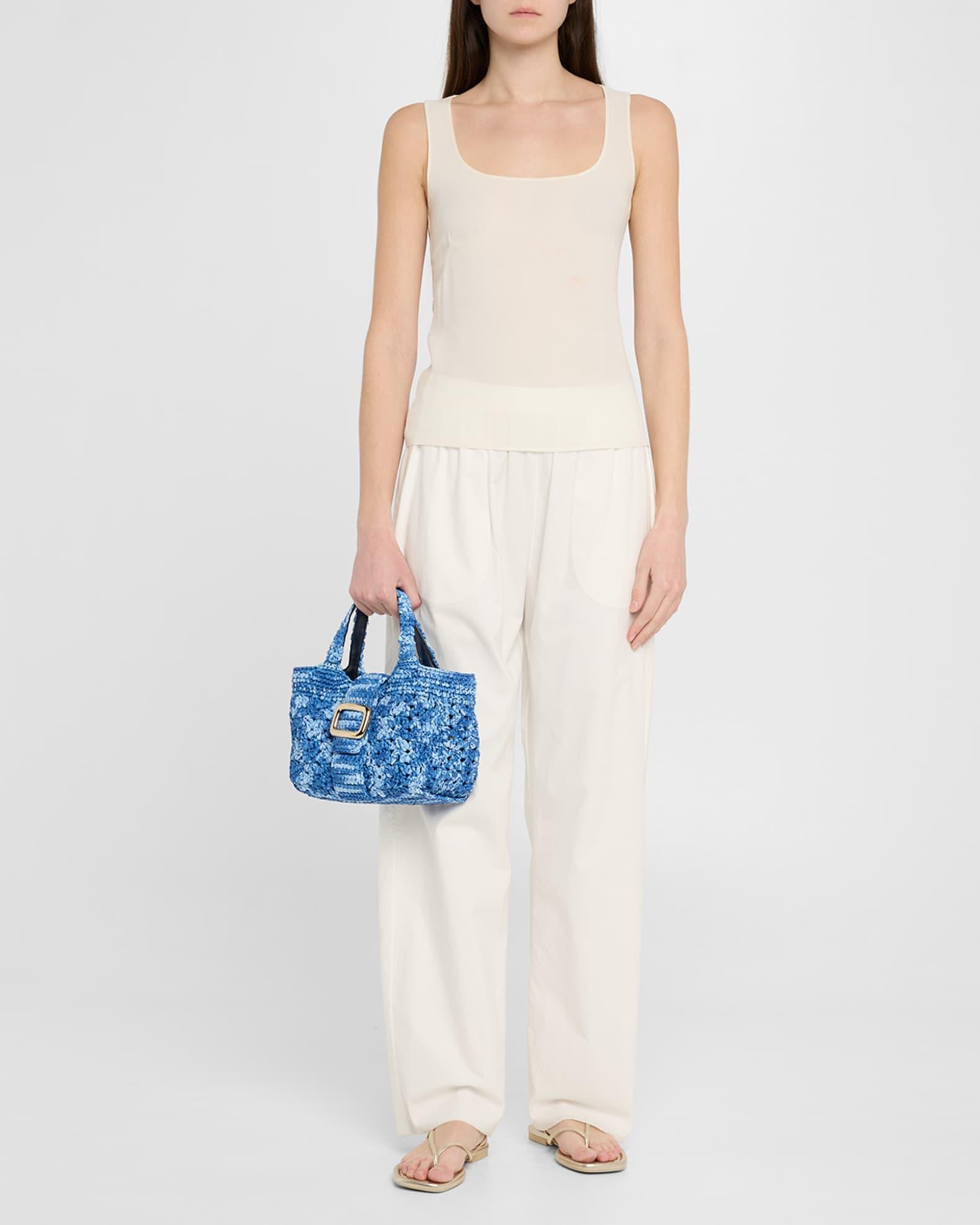 Grand Viv Choc Crochet Raffia Top-Handle Bag Product Image