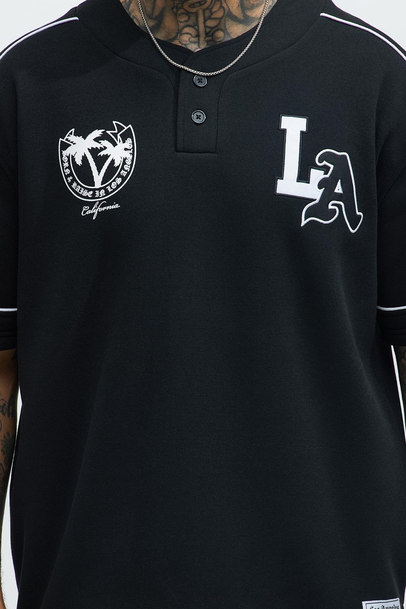 LA California Short Sleeve Henley - Black Product Image