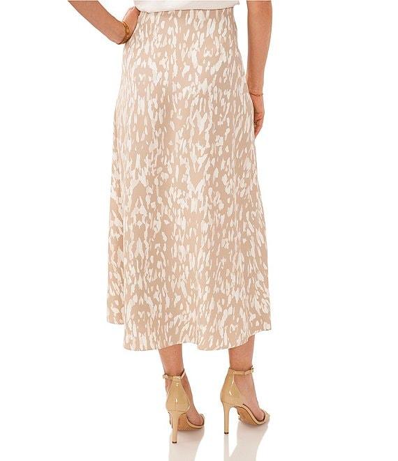 Vince Camuto Spotted Print Luxe Crepe De Chine Pull-On A-Line Midi Skirt Product Image