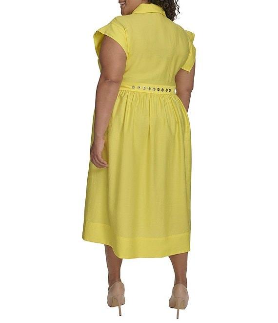 DKNY by Donna Karan Plus Size Short Sleeve Button Front Shirt Dress Product Image