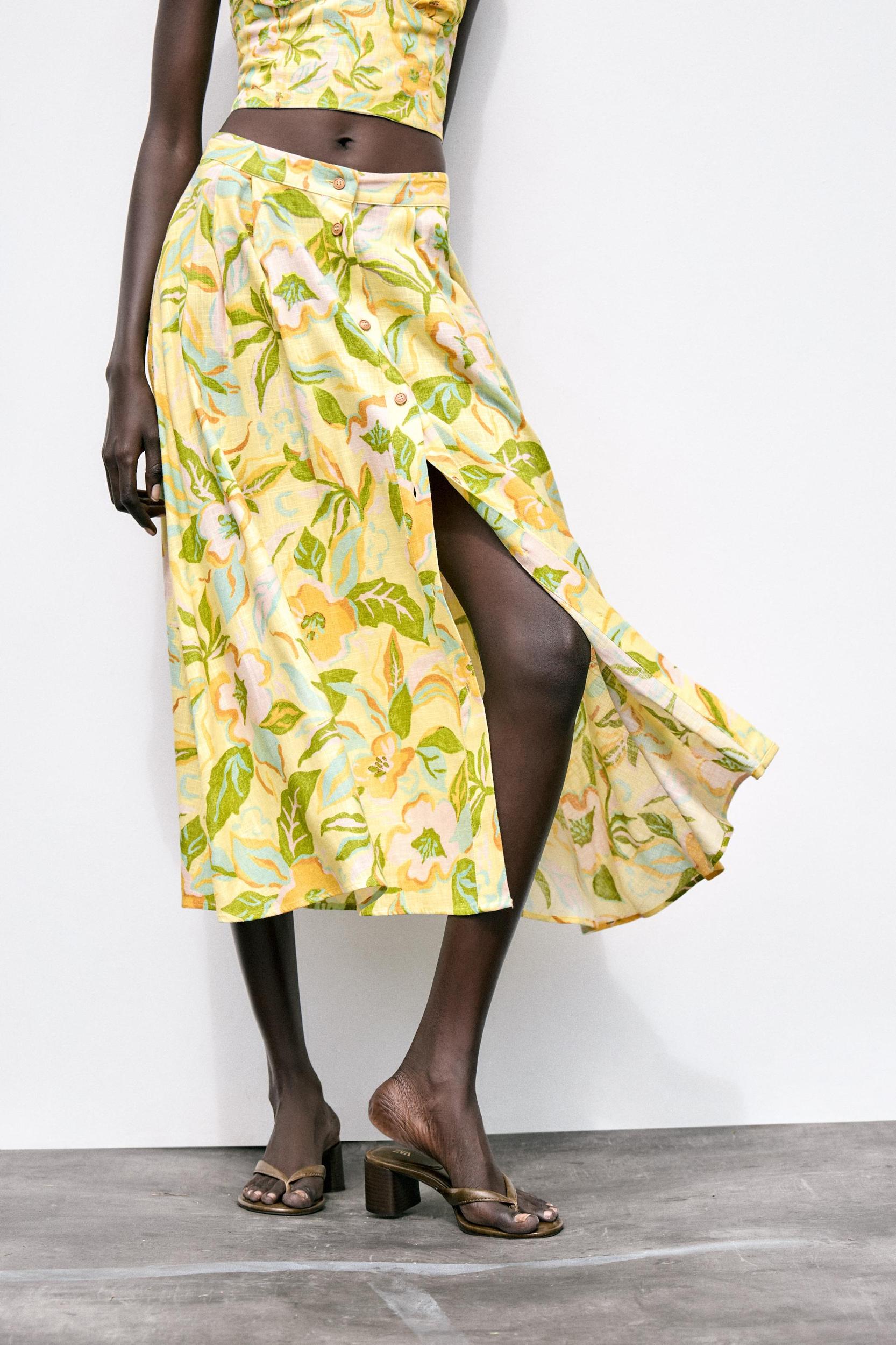 PRINTED LINEN SKIRT Product Image