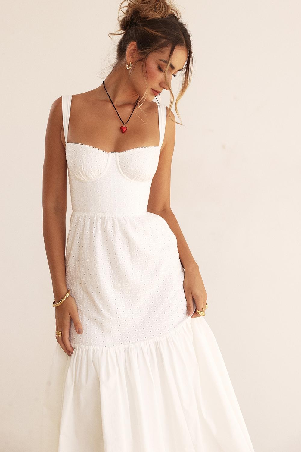 Elia  white broderie anglaise midi sundress Product Image