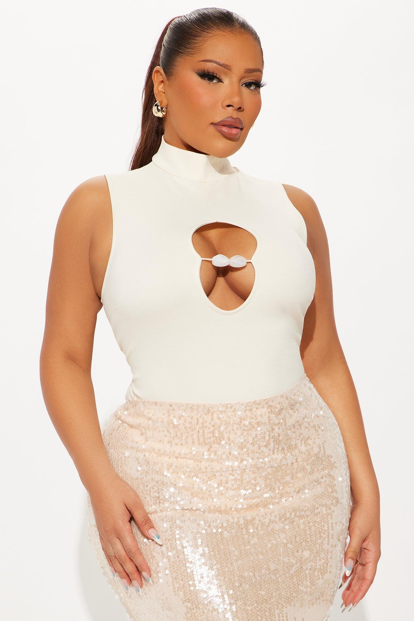 Oona Cut Out Turtle Neck Bodysuit - Cream Female Product Image