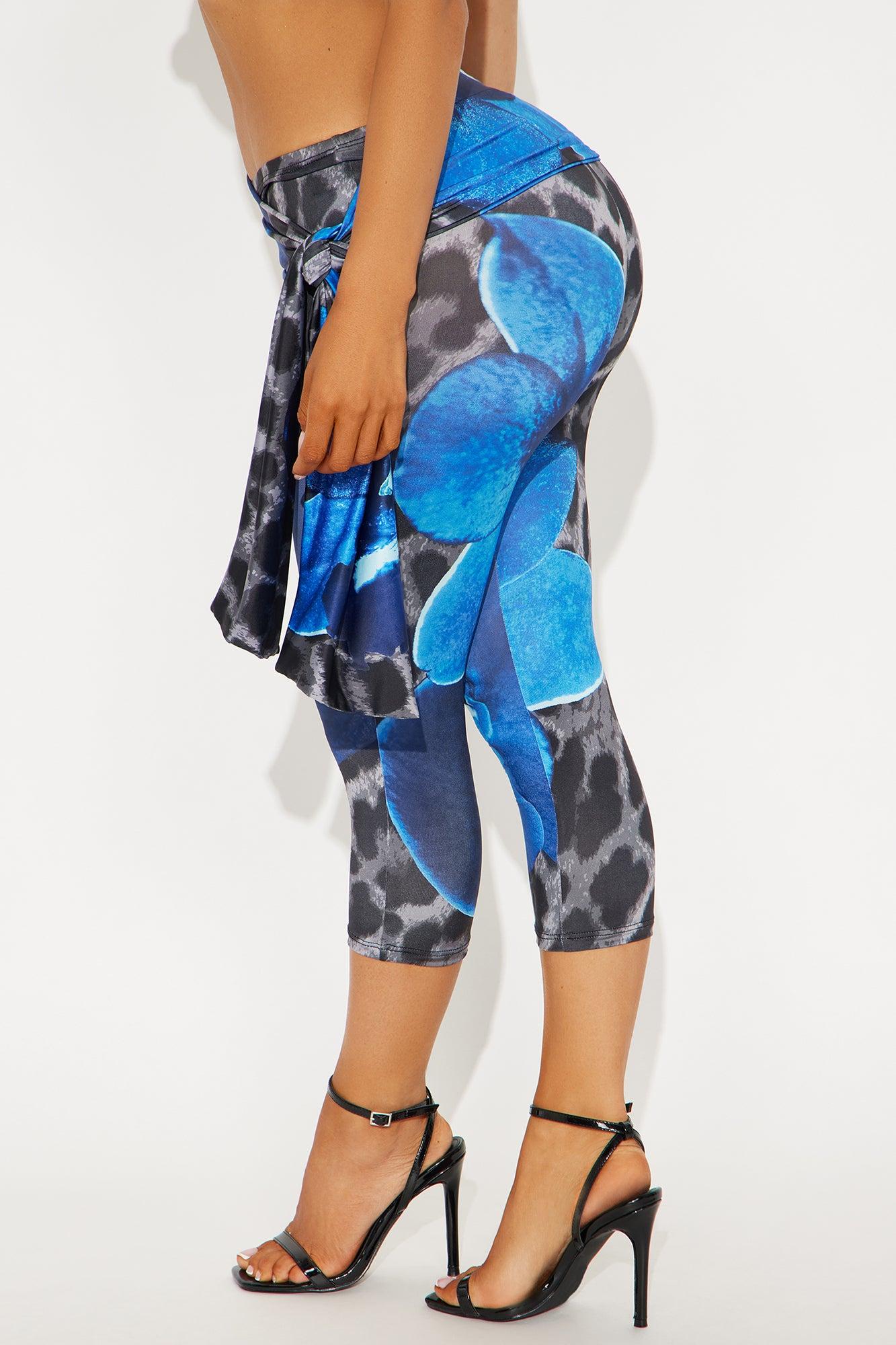 Wildly Seductive Leopard Capri Legging - Blue/combo Product Image