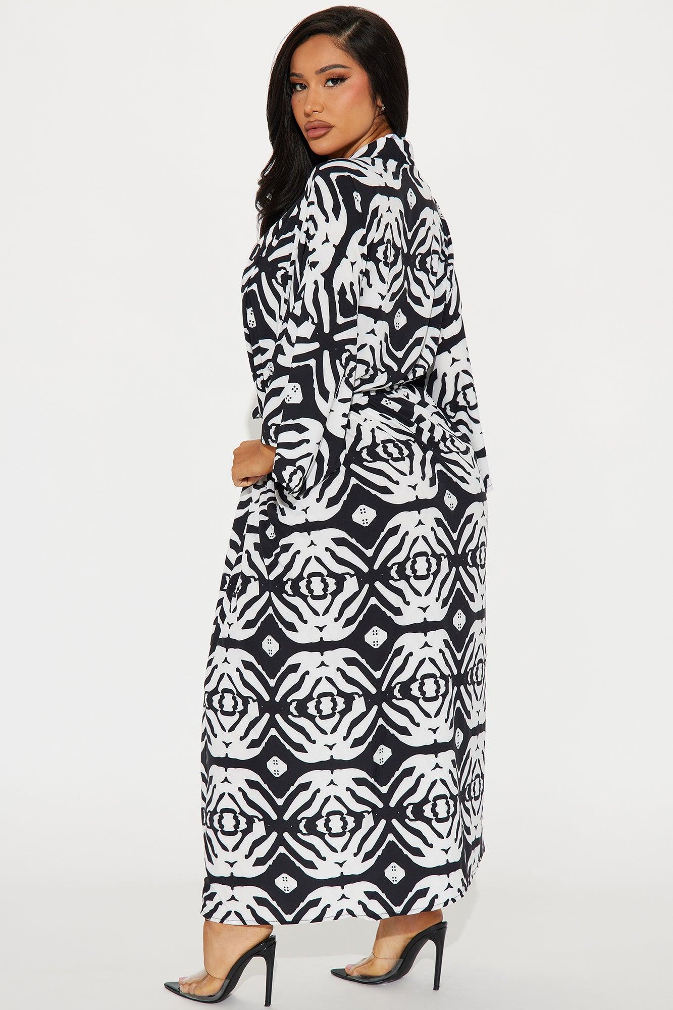 Private Beach Cover Up Kimono - Black/White Product Image