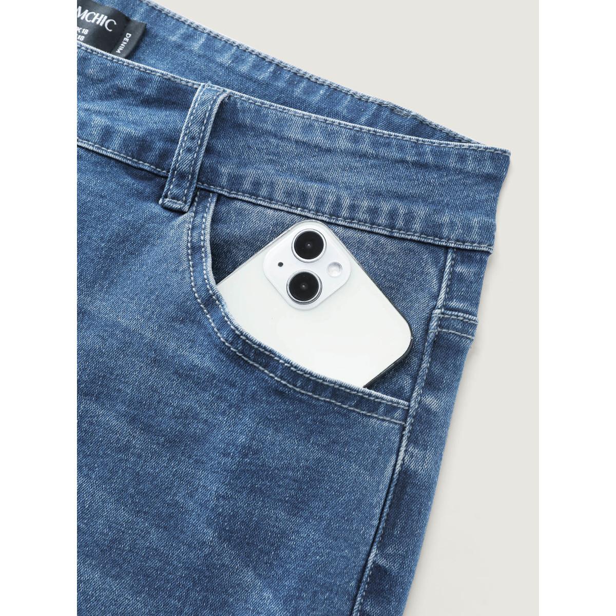 Plus Size Mid-Rise Vintage Bootcut Jeans Women Bluevintage Timeless High stretch Slanted pocket Jeans BloomChic 20/2X Product Image