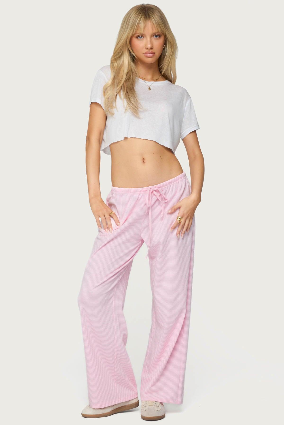 Petite Olivia Striped Loose Fit Pants Product Image