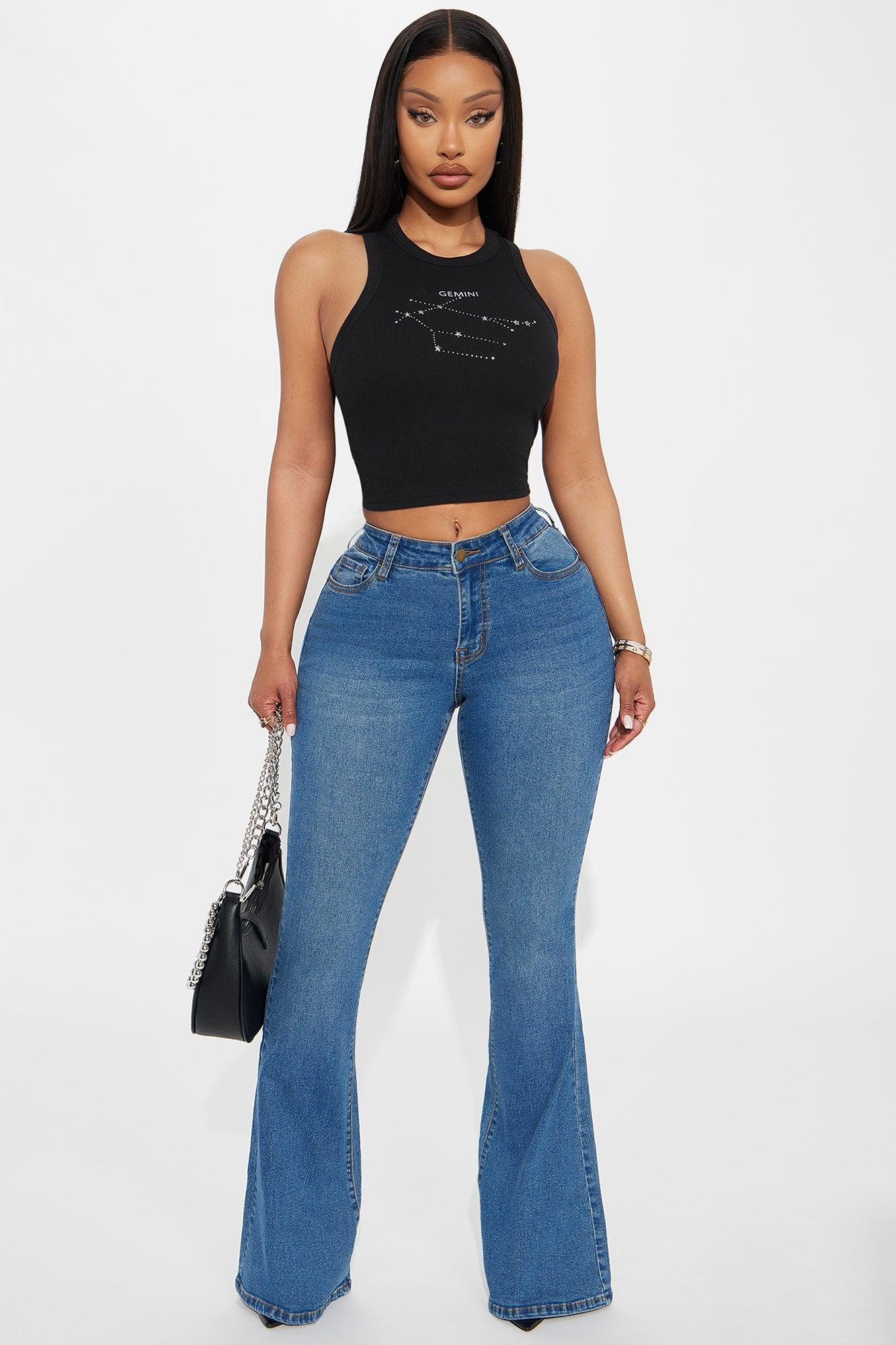 Vibe Check Curvy Stretch Flare Jeans  - Medium Wash Female Product Image
